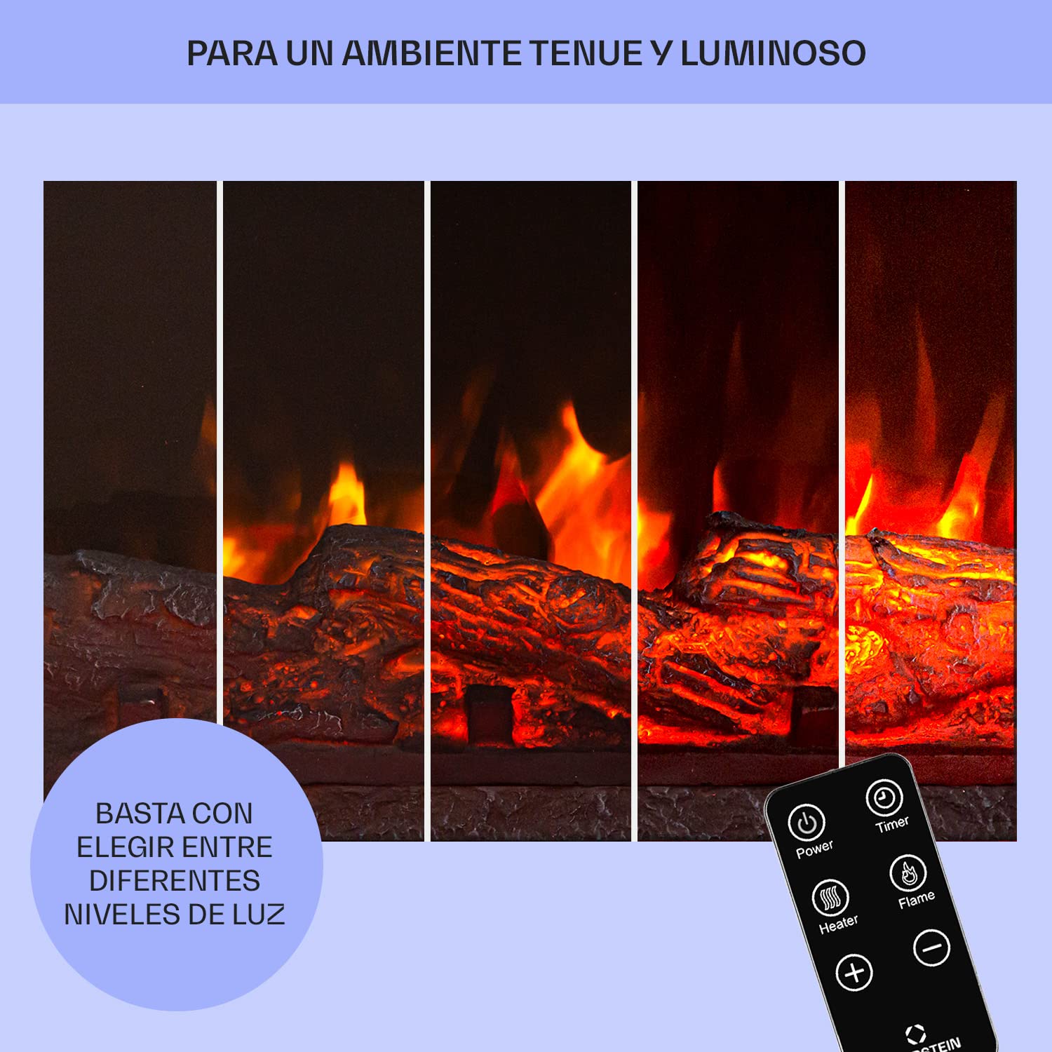 Klarstein Chimenea Electrica de Pie, Estufa sin Leña de Interior, Chimeneas Electricas Decorativas 1800W, Llama LED, Chimenea Decorativa Falsa, Mando a Distancia, Temporizador y Termostato Ajustable