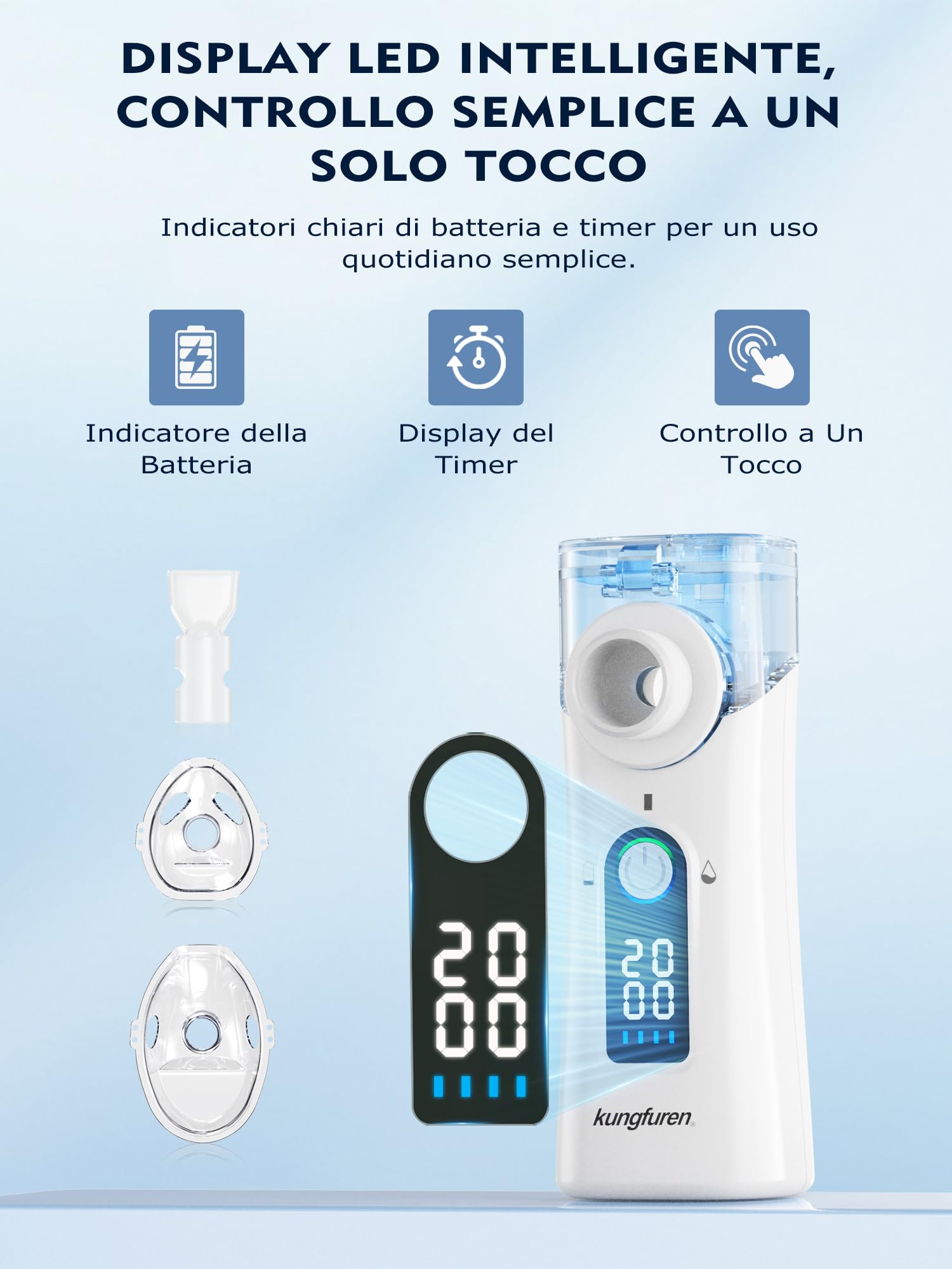 Aerosol Portatile Silenzioso Macchina Adulti: Aerosol Portatile Ricaricabile Con Timer 20 Minuti E Facile Da Usare Con Aerosol Silenzioso Per Bambini Con Maschere Incluse - Per Uso Domestico E Viaggio