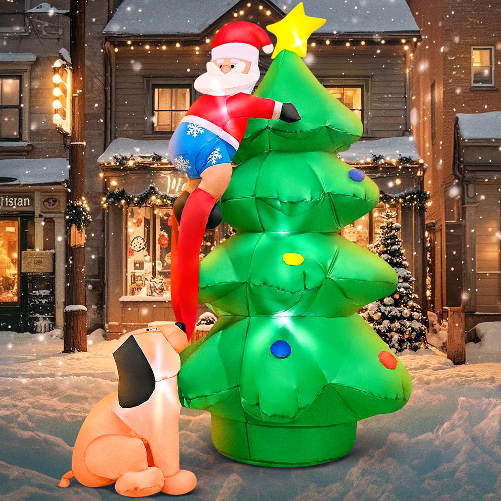 Père Noël gonflable extérieur 1,8 m résistant au vent avec lumières LED intérieures KOOY
