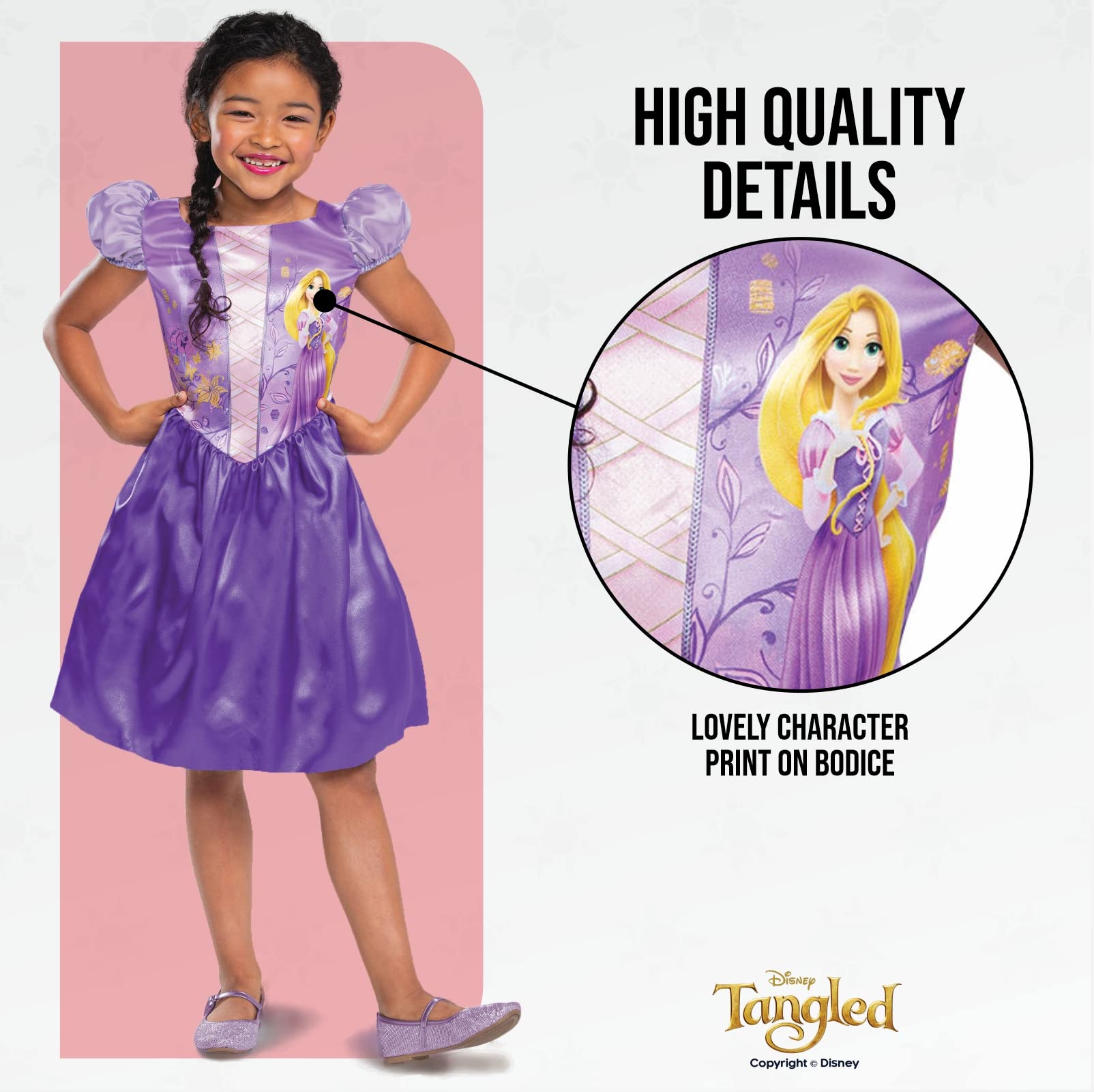 Disney Official Standard Rapunzel Dress Up for Girls, Rapunzel Costume Kids Fancy Dress, Tangled Dress Up for Girls Outfit, Princess Costumes for Girls, Costumes for Girls XS - BigaMart Disney Official Standard Rapunzel Dress Up for Girls, Rapunzel Costume Kids Fancy Dress, Tangled Dress Up for Girls Outfit, Princess Costumes for Girls, Costumes for Girls XS - BigaMart