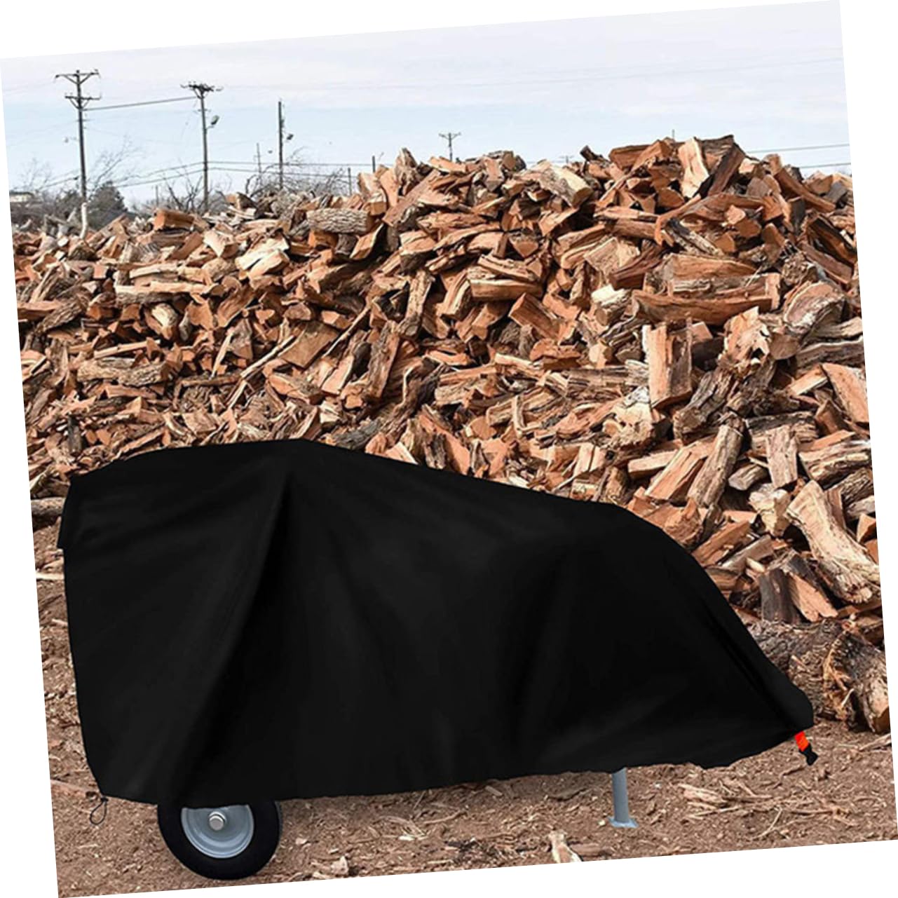 Regenschutz für Holzspalter aus Oxford Gewebe, Schwarz | Outdoor Schutzhülle mit Belüftungsdesign und Verstellbarer Passform, Zubehör für Gartenlagerung
