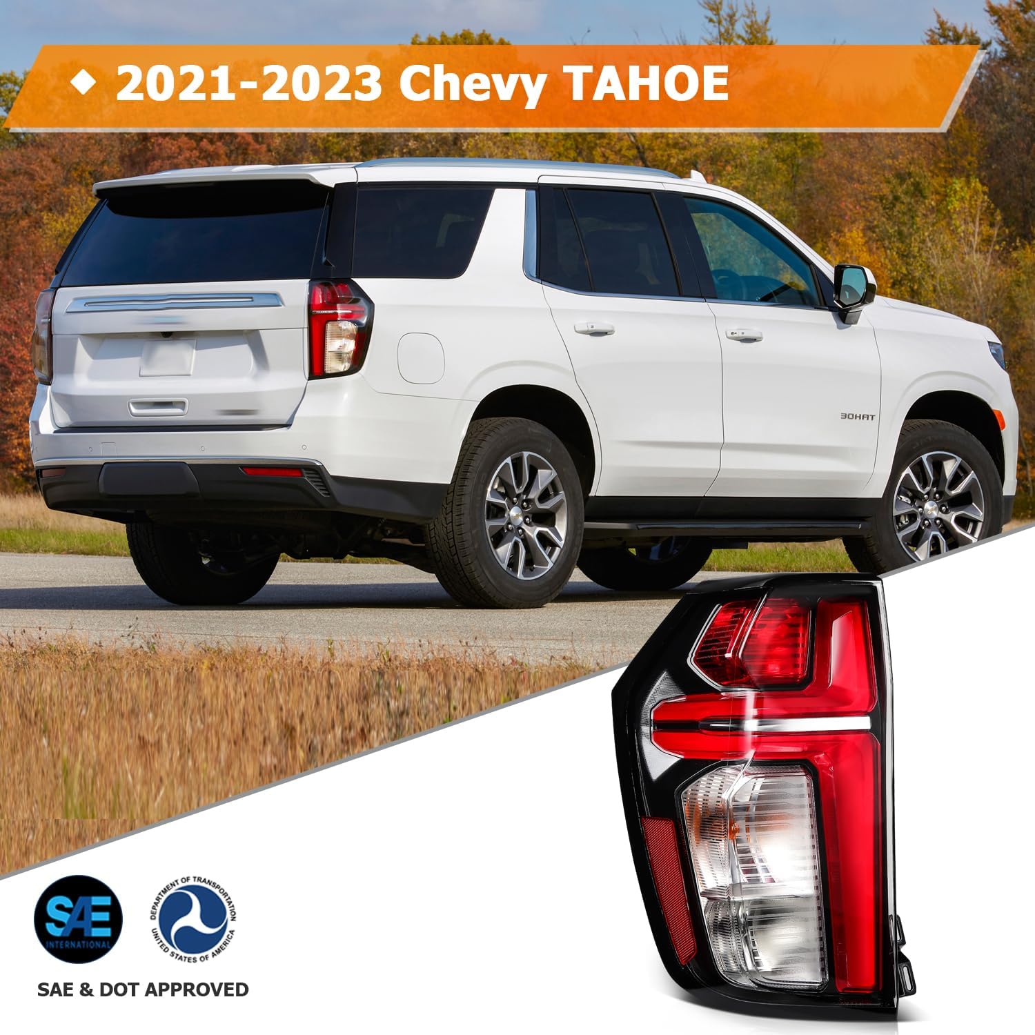 Taillight Assembly Fit Compatible with 2021-2023 for Chevy Suburban TAHOE Lens Color Red Driver Side GM2800322,84849416