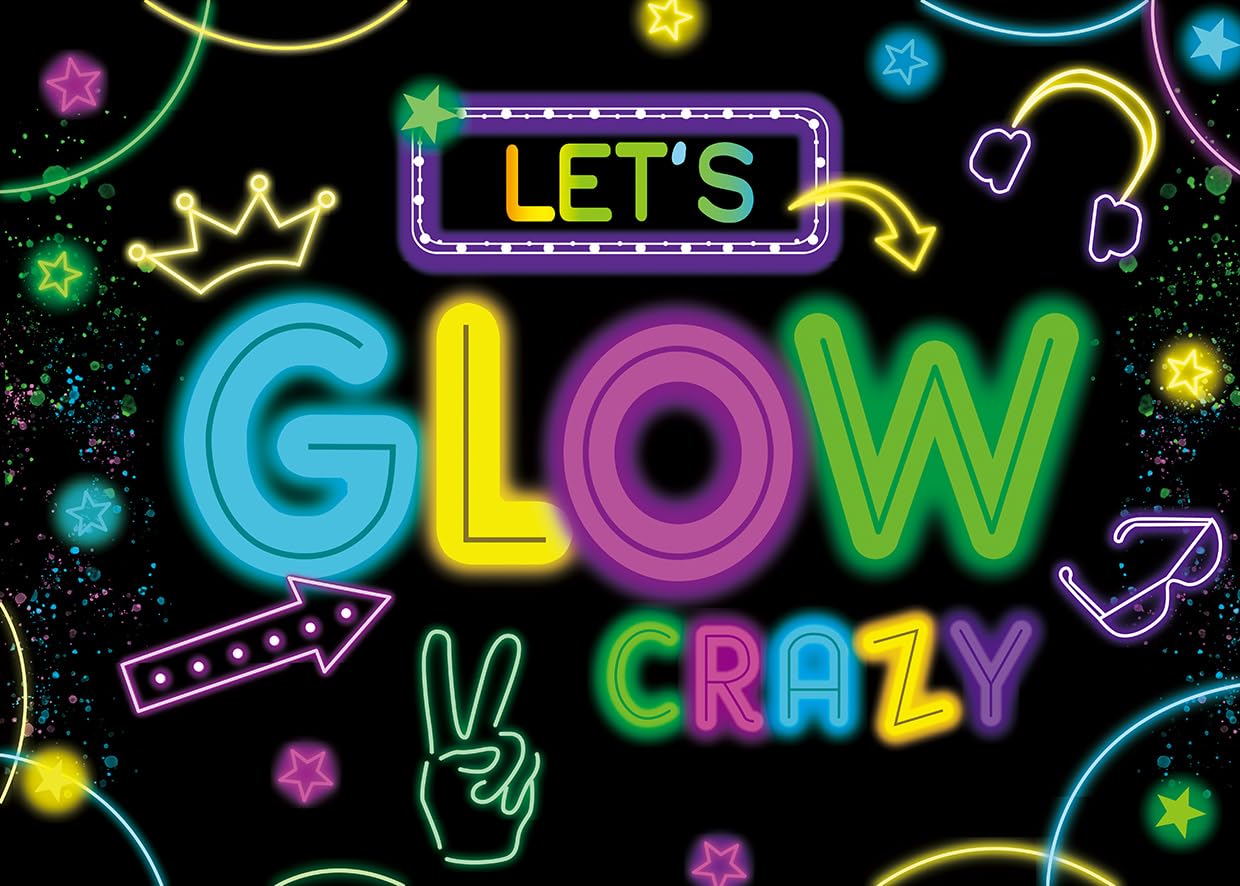 LYWYGG7x5FT Let's Glow Neon Backdrop Birthday Party Backdrop Let's Glow Personalized Theme Backdrop Photography Studio Decorative Props CP-513