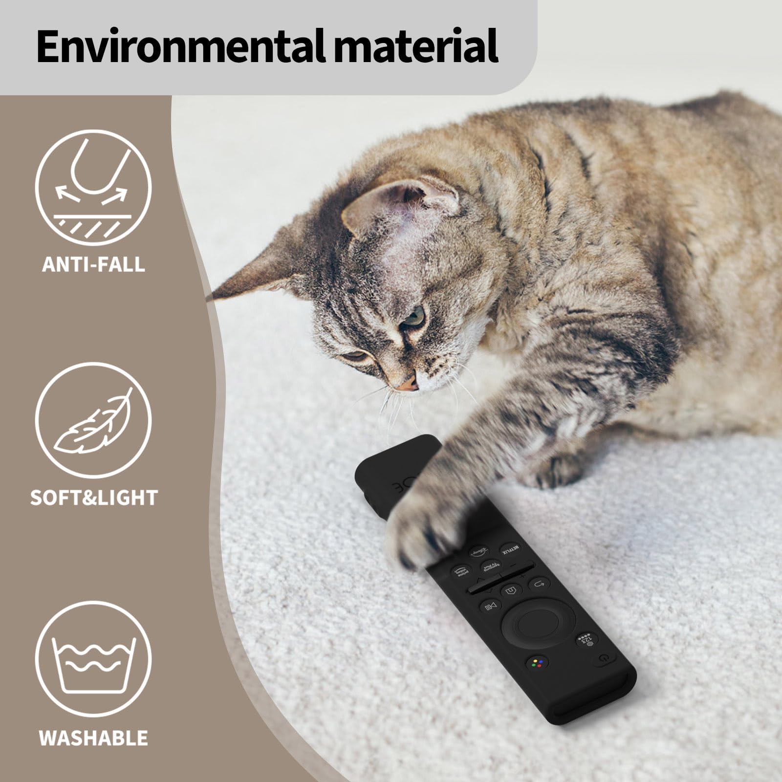 OBOE Silicone TV Remote Cover for Samsung Remote BN59-01311 QLED, Black — Amazon image 7