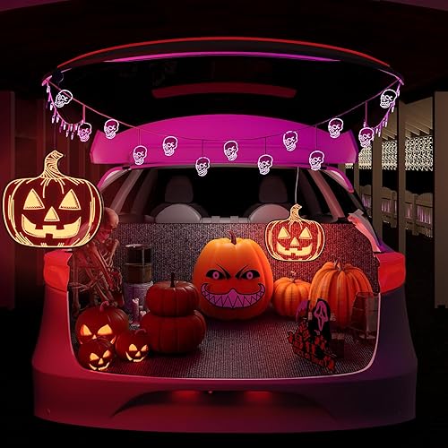 Miniatura 2 de Luces nocturnas de calabaza de Halloween, 15.35 x 15.86 pulgadas, decoración de silueta iluminada para ventana, puerta, pared, pantalla de calabaza