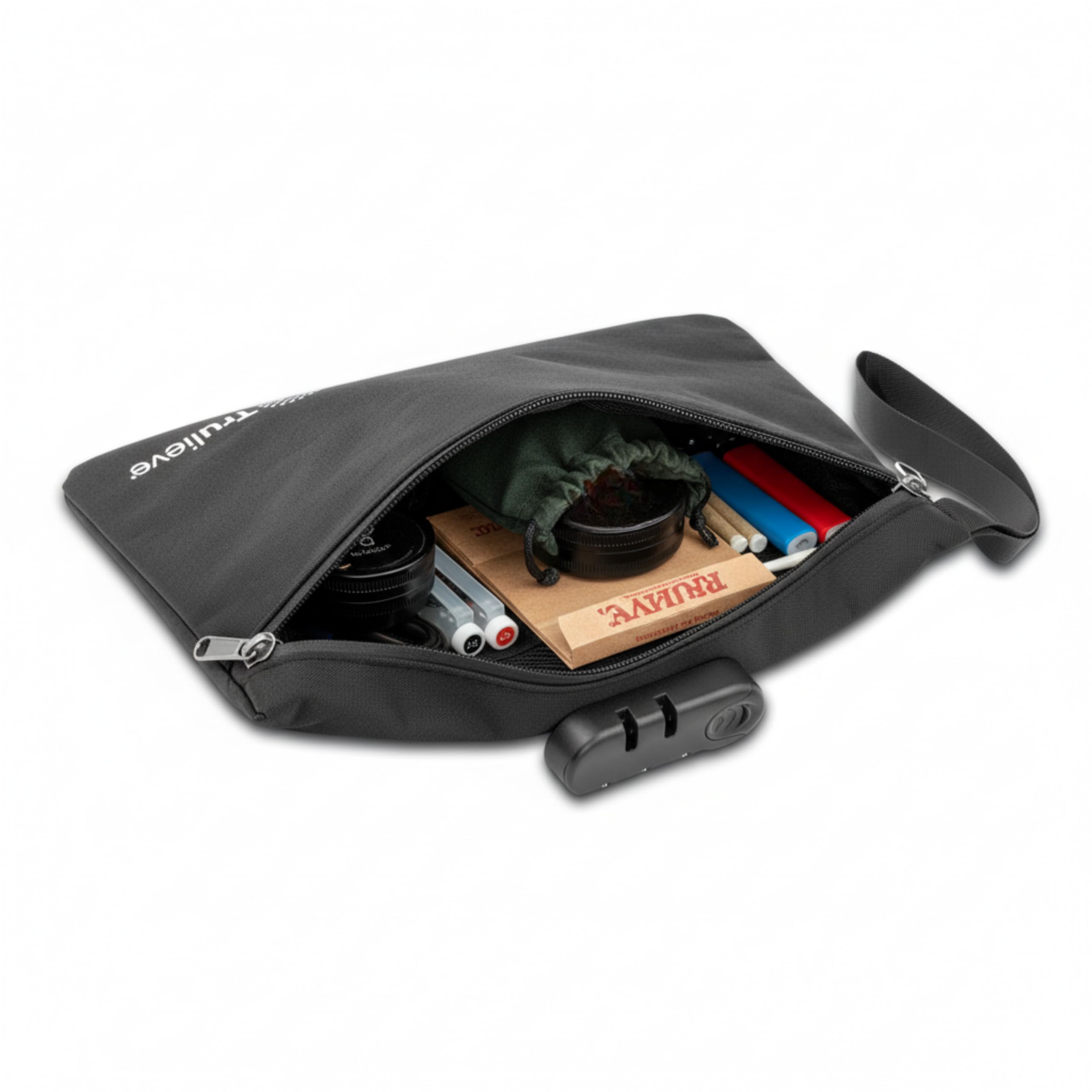 Smell-Proof Pouch - Travel Bag with Lock – Waterproof Storage Box Organizer, Black