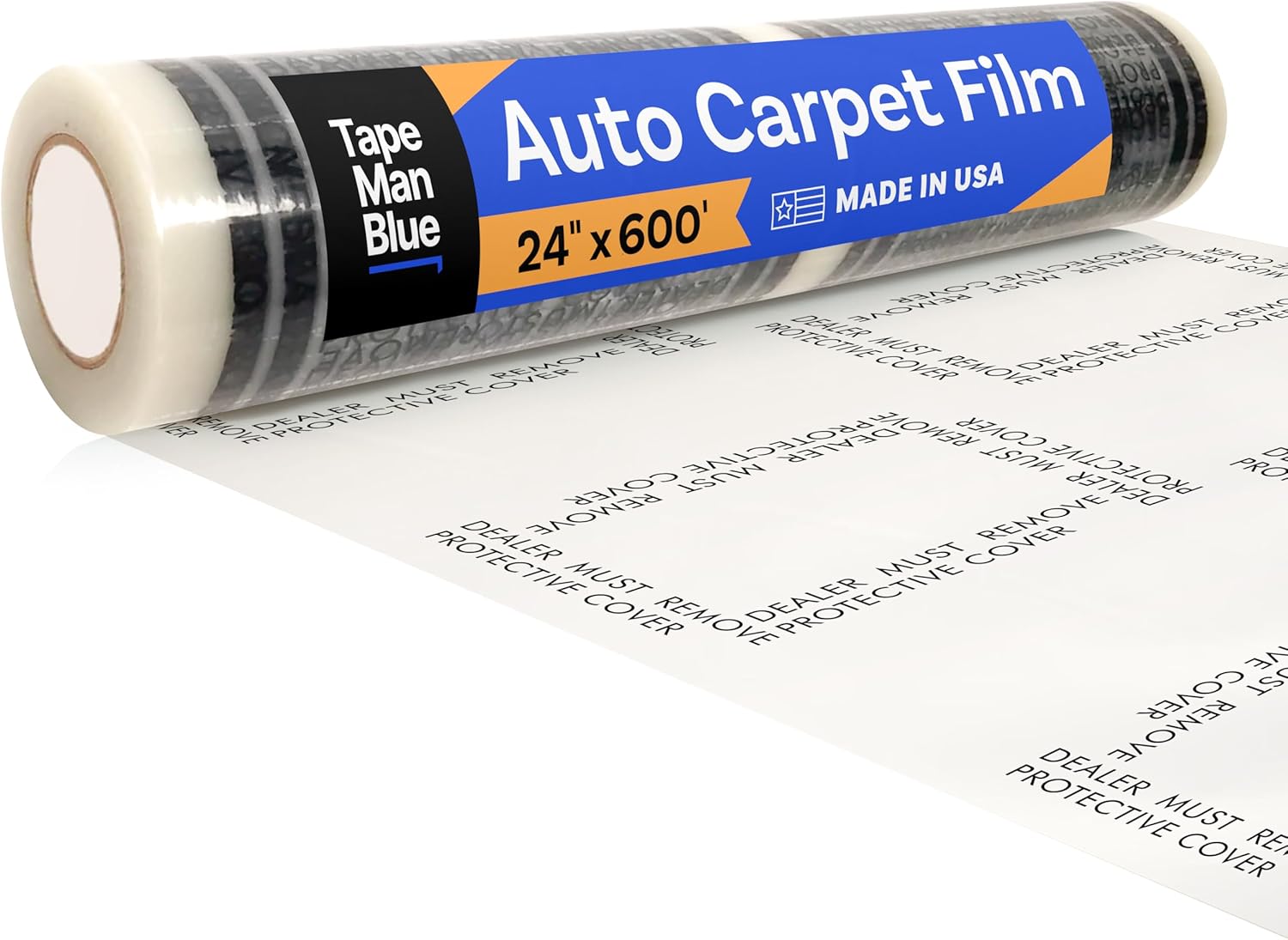 Auto Carpet Film, 24” Roll with 21” Perforation, 4 Mils Thick, Dealer Must Remove Protective Cover, Plastic Floor Mats for Car Carpet Protection, Made in USA (24" x 200' Roll)
