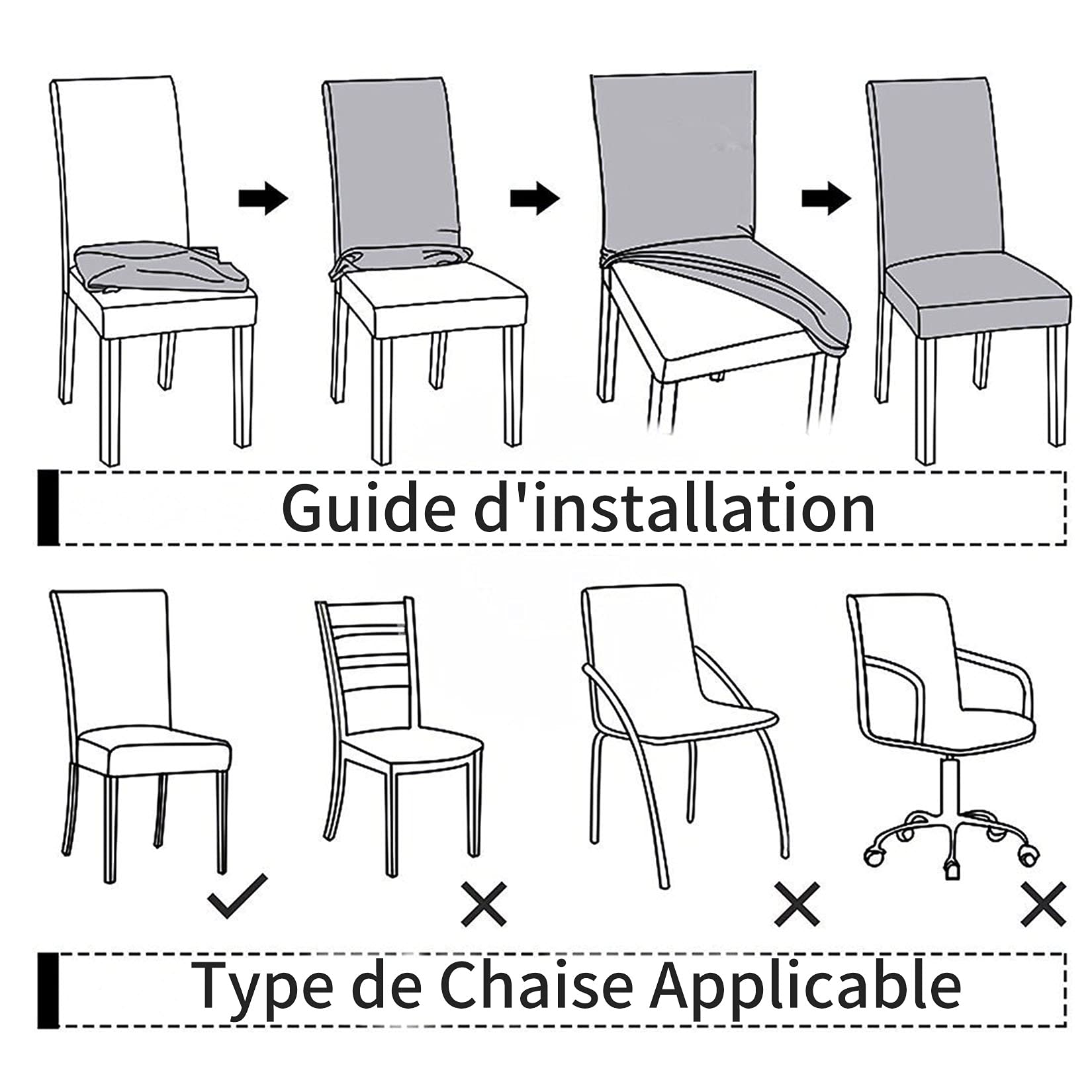 Housse Chaise Élastique Spandex Revêtement de Chaise Extensible (6pcs, Jaune Moutarde)