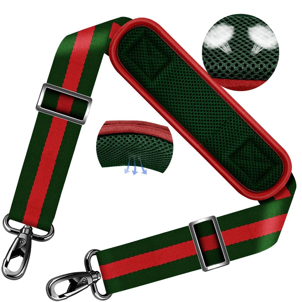 ZINZ 78" Tracolla Universale con Cuscino Ultra-Spesso, Fibie a Doppio Bilanciamento per Borsa da Viaggio/Laptop/Sportiva,Strisce-GrRdGr