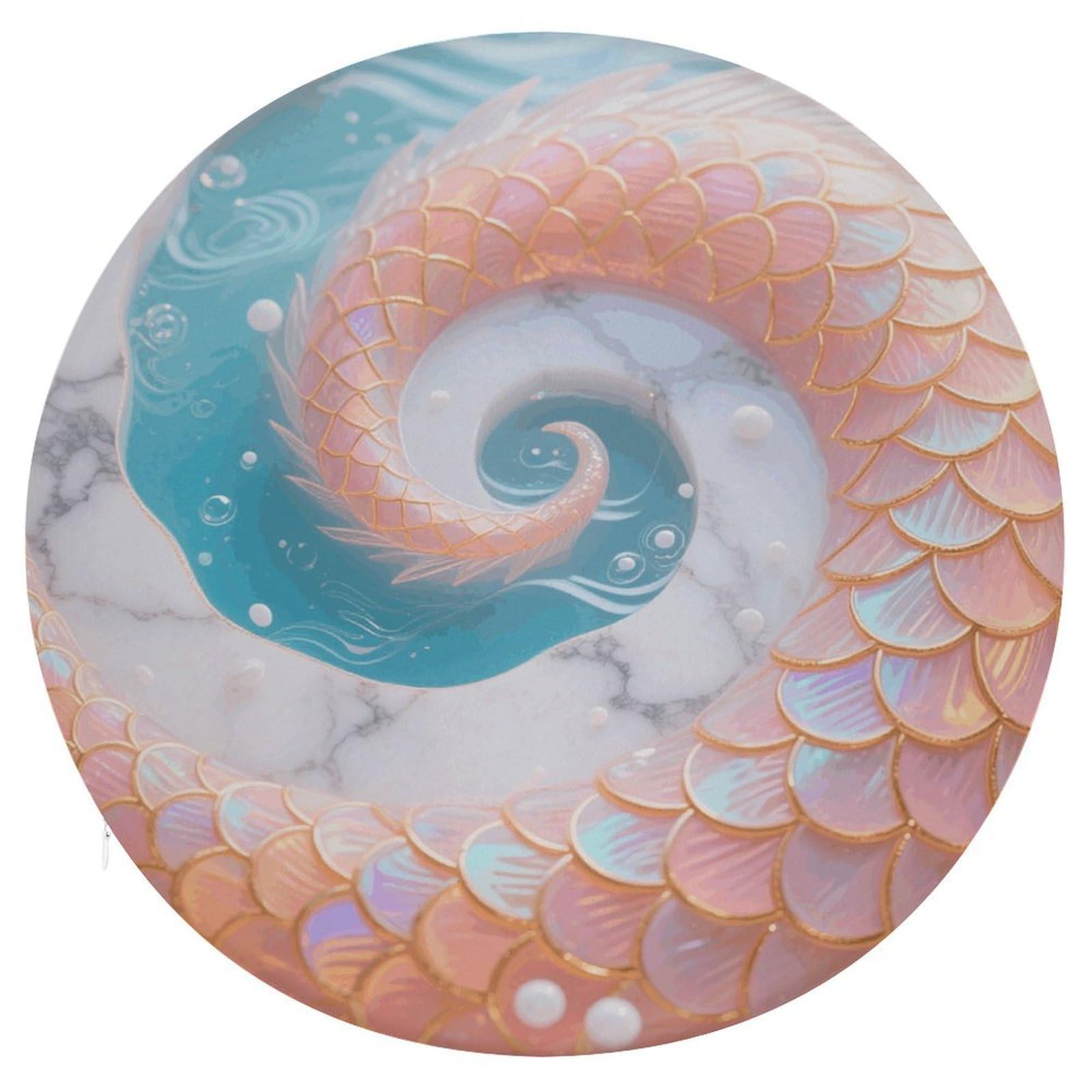 VstaDank Mermaid Fish Scales Marble Cushions Memory Non Slip Car Seat Cushions Dining Chairs Cushion Indoo Dining Room Round Chair Pads with Zipper and Removable Cover Cushion