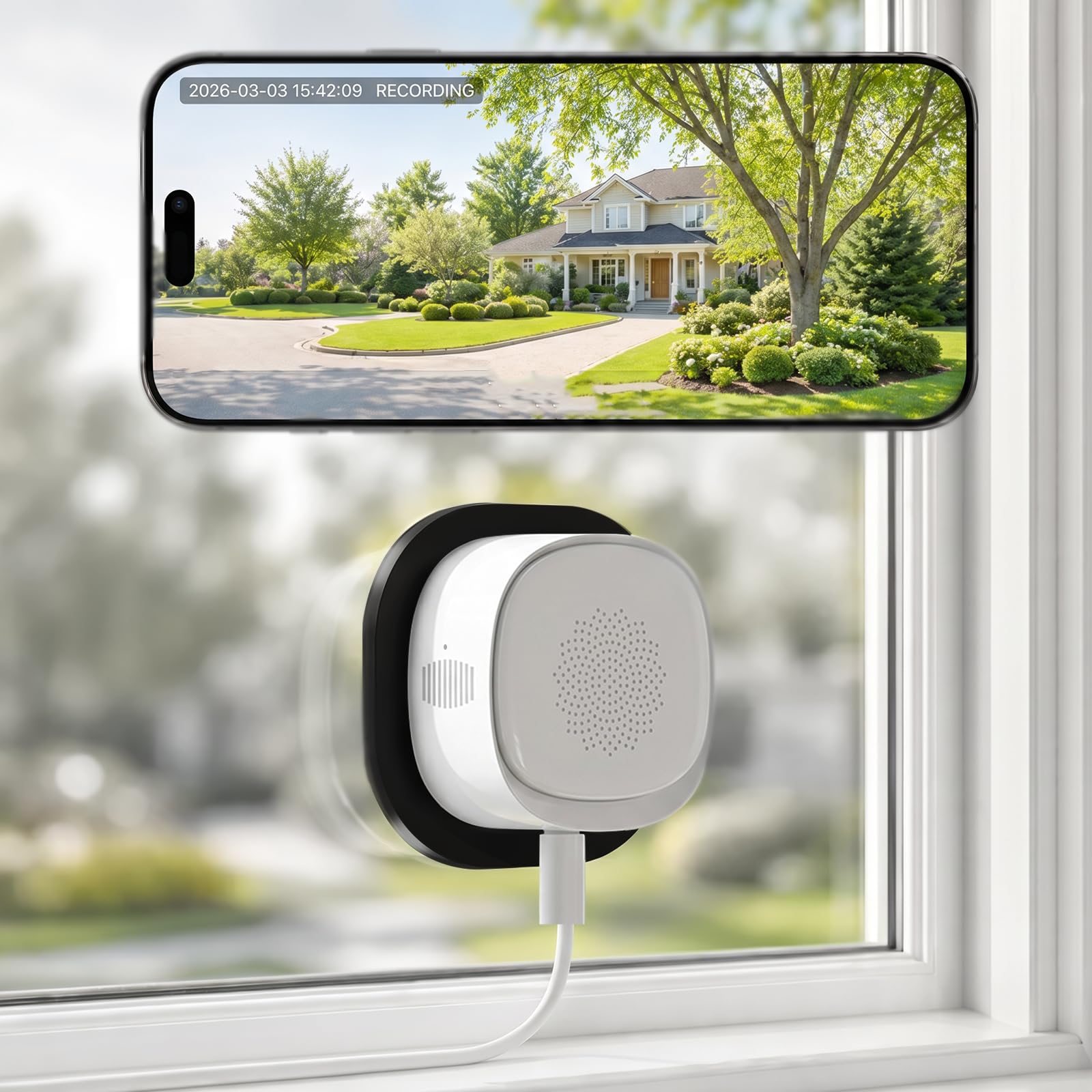 Photo 1 of ELECCTV 2.5K Window security Camera, 2.4G/5GHz WiFi Indoor Camera for Home Security, Anti-Glare Color Night Vision, AI Human&Motion Detection, 24/7 Recording, SD/Cloud Storage, Alexa, No Drill Install