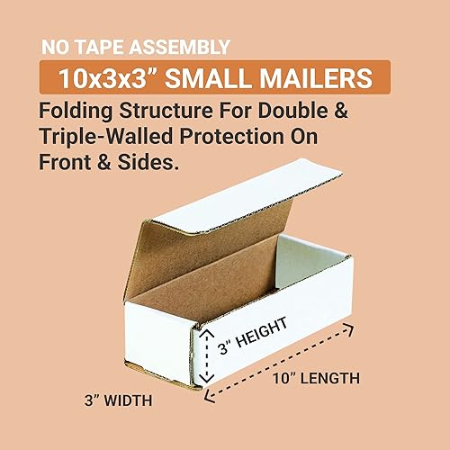 Vista 2 de AVIDITI Cajas para correo pequeñas 10 pulgadas de largo x 3 pulgadas de ancho x 3 pulgadas de alto, paquete de 50 cajas de cartón corrugado