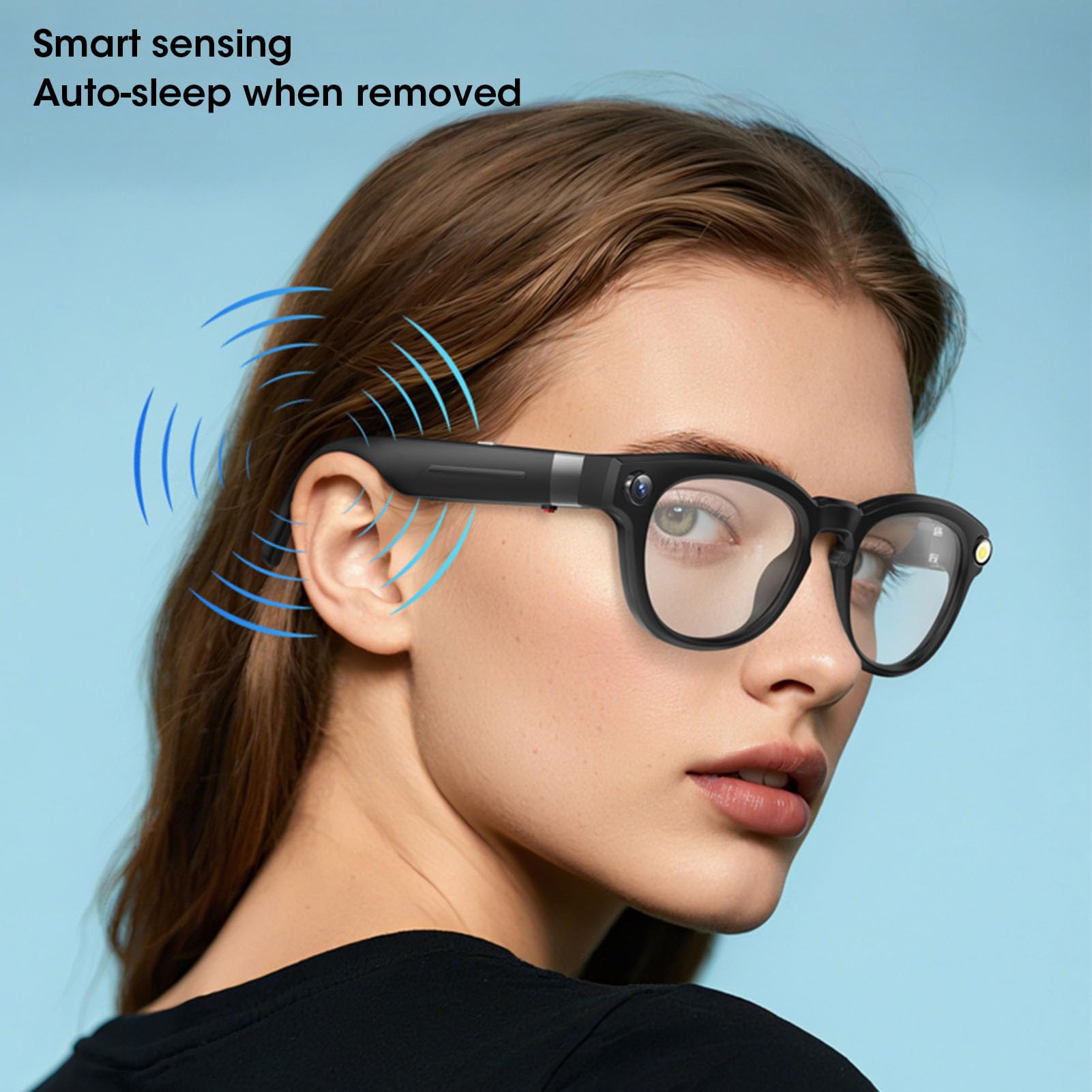 Dpofirs AI Smart Glasses, con Fotocamera da 8 MP, Chiamata Musicale Bluetooth, Traduzione in Tempo Reale, Registrazione Video 4K, Lenti Che Cambiano Colore
