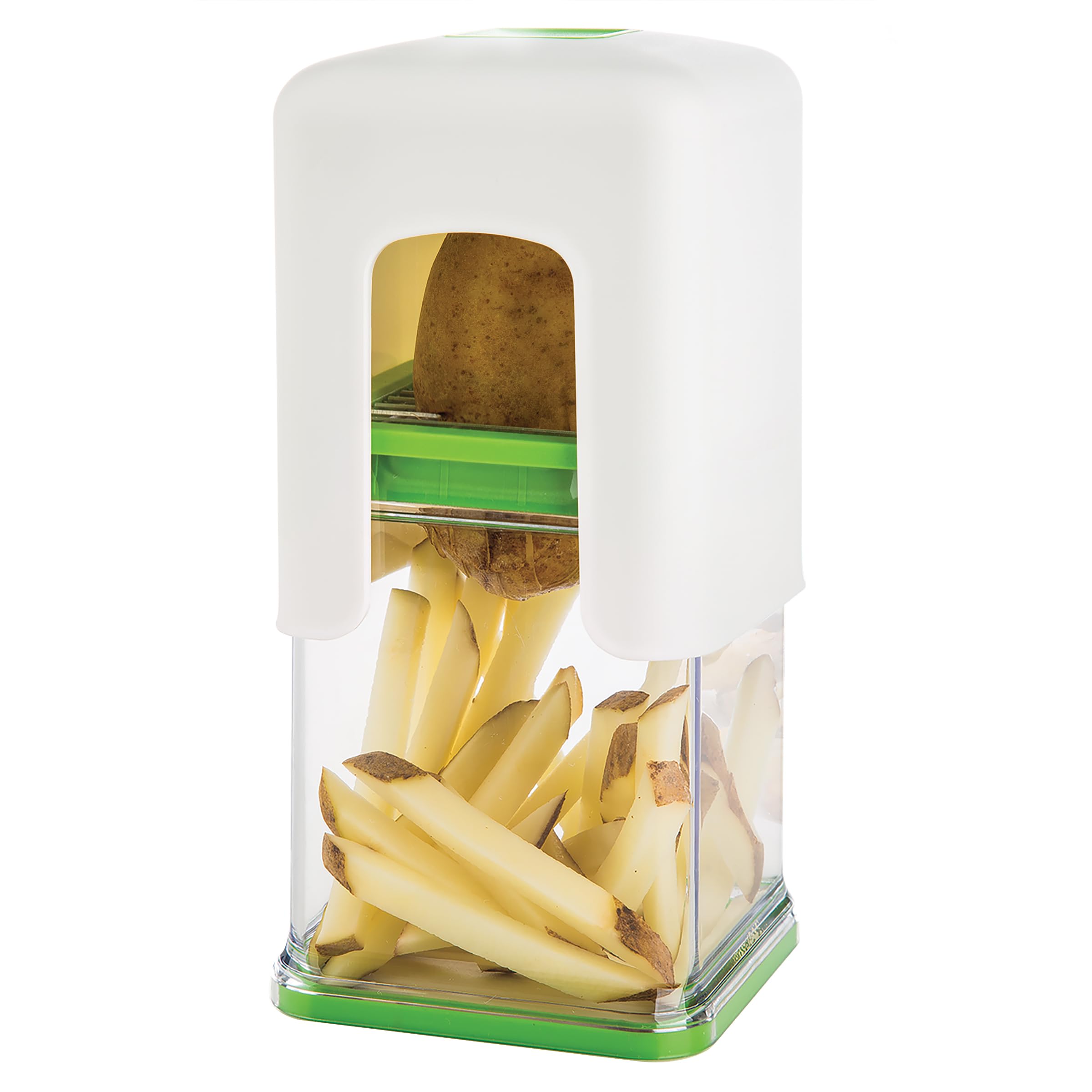 by Progressive Tower Fry Cutter, Quickly Slice Perfect French Fries, Veggie Sticks, Onions, Carrots, Non-Skid Base, Easy to Clean Dishwasher Safe