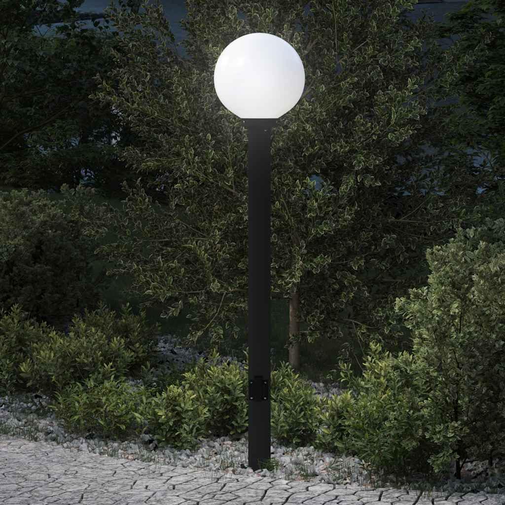vidaXL Słupek oświetleniowy z gniazdem 120 cm Czarny IP44