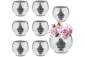 8 PCS Silver Disco Vase Glass Disco Ball Planter Candle Holder Vase for Wedding Centerpieces