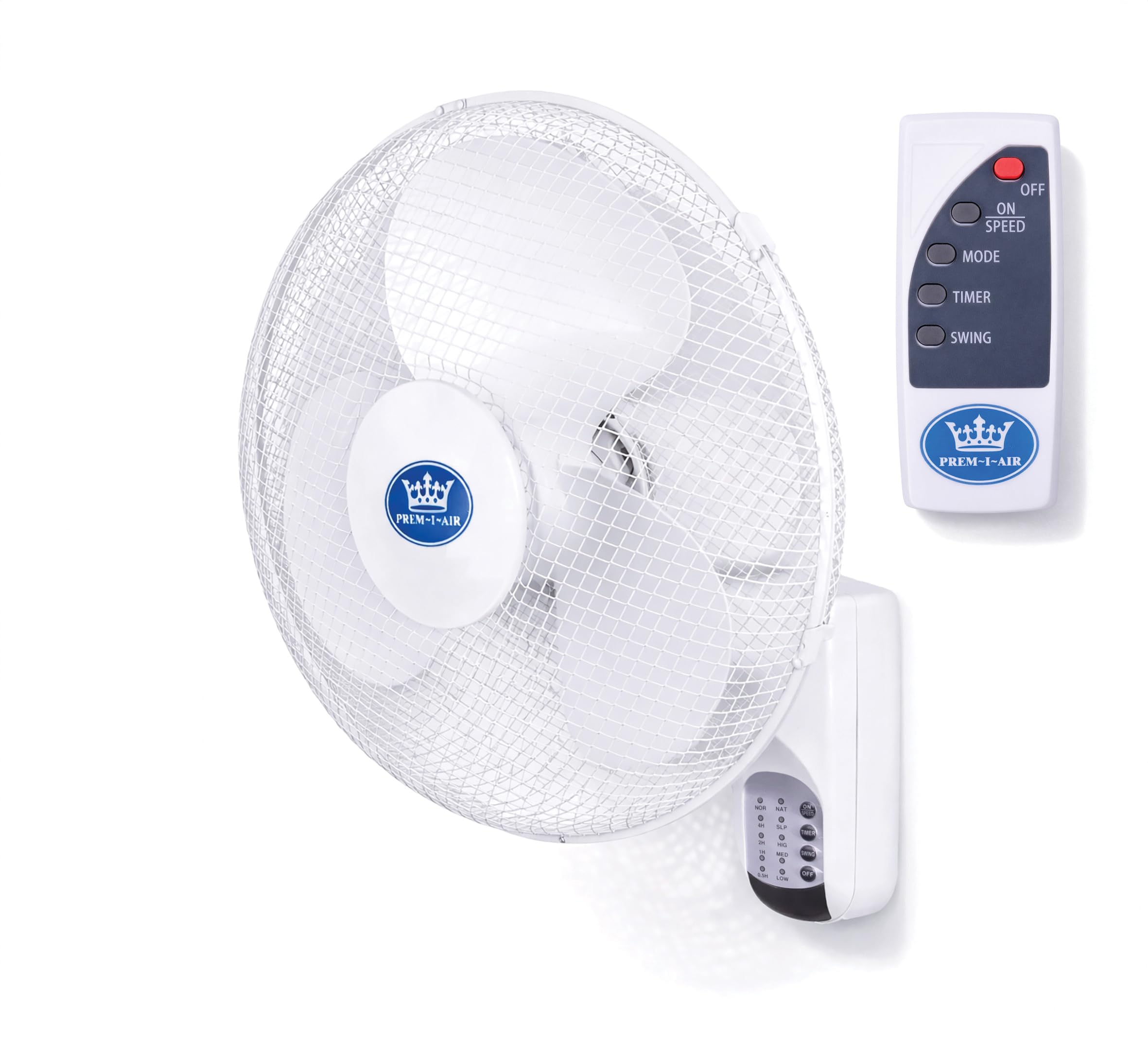 Prem-i-air 16" Wall Fan with Remote, Timer, 3 Speeds, Oscillation & Adjustable Head