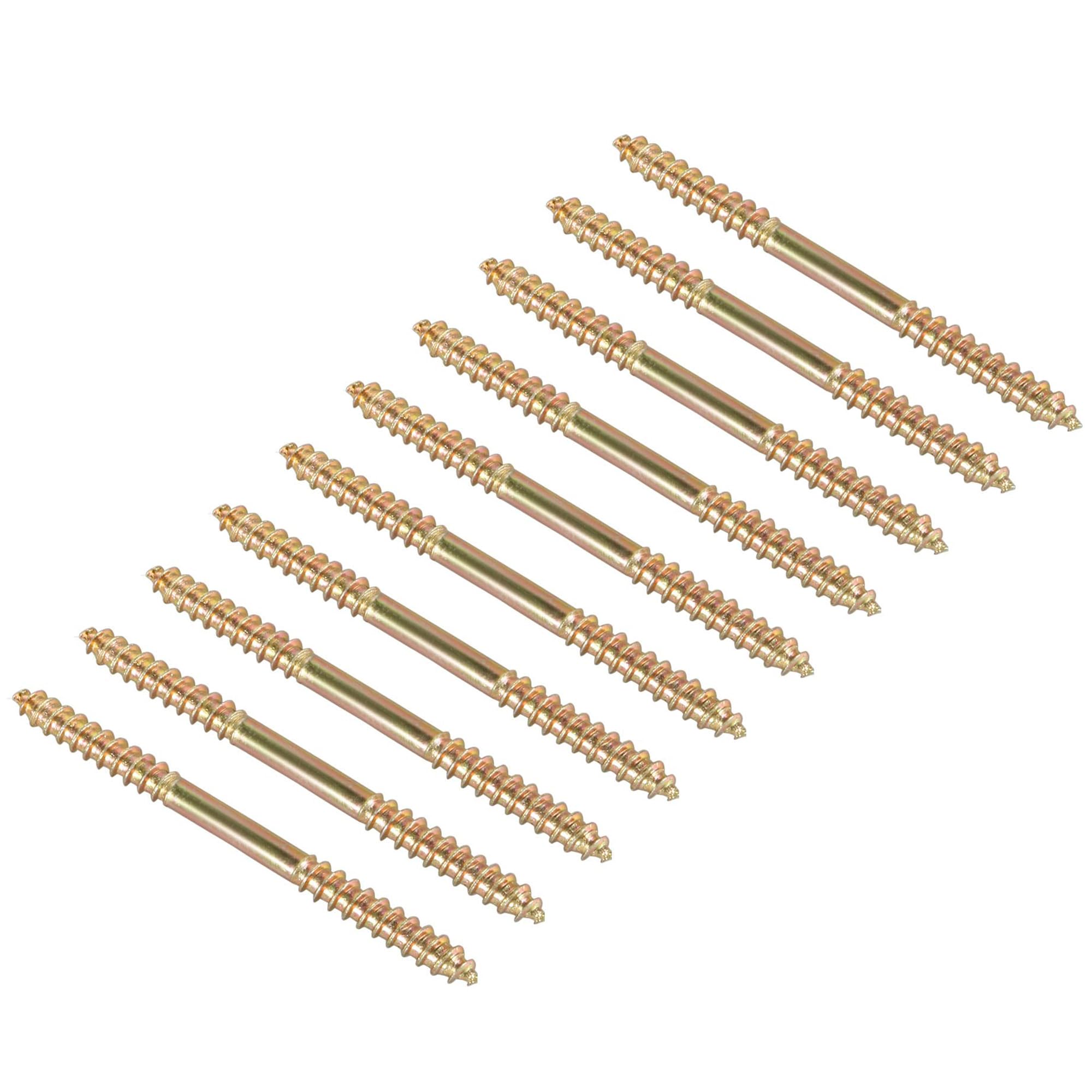TOP-VIGOR 24Pcs Hanger Bolts, M5x65mm Double Ended Self-Tapping Thread Wood to Wood Dowel Screws, Double Ended Dowel Screws