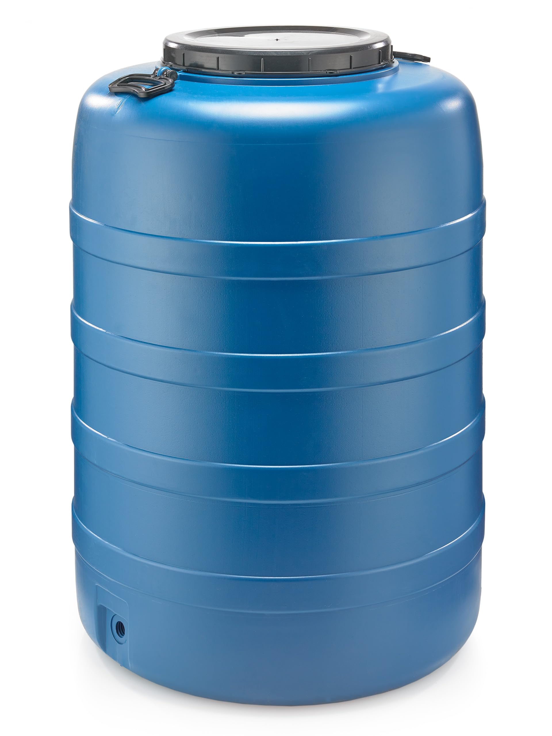 F & R Regentonne 200l mit Griffen und Auslaufhahn mit Deckel HDPE lebensmittelecht Stabiler Wasserbehälter Regenfass Wassertank Garten Frischwassertank
