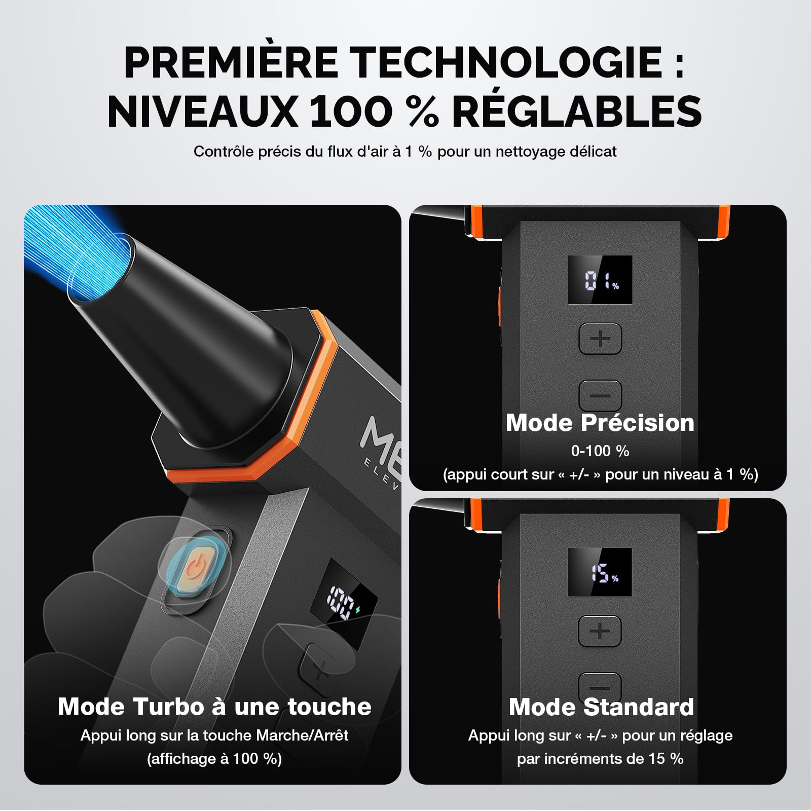 Dépoussiéreur électrique sans fil 220 000 tr/min super puissant, moteur sans balais rechargeable, ventilateur durable, vitesse réglable en continu pour ordinateur, clavier, extérieur, maison et