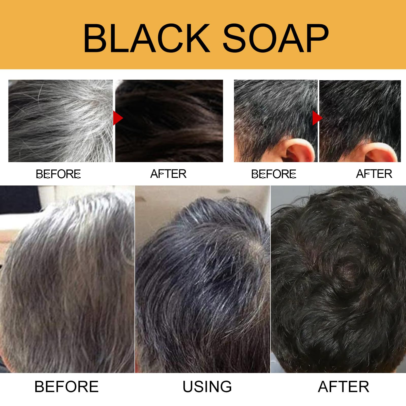 2-Pack Men's Grey Coverage Shampoo Bar – Darkening Black Soap For Gray Hair