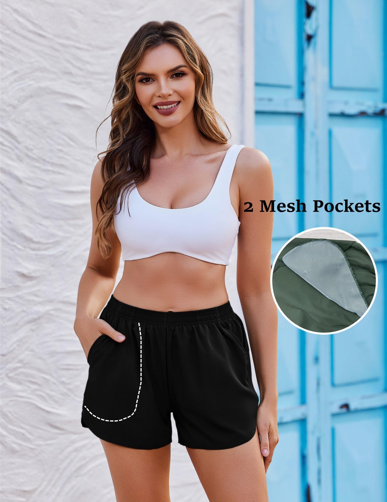 Ekouaer Short de Bain Femme Boxer Intégré Short de Sport d'été pour la Course à Pied Short de Surf à séchage Rapide avec Poches S-2XL