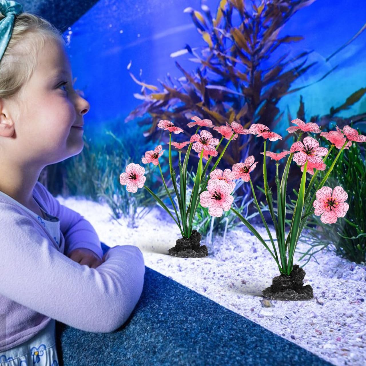 POPETPOP Aquarium Artificial Plastic Plants Decoration: 2pcs Aquarium Artificial Plants Decoration Ornament Fish Tank Hides Accessories