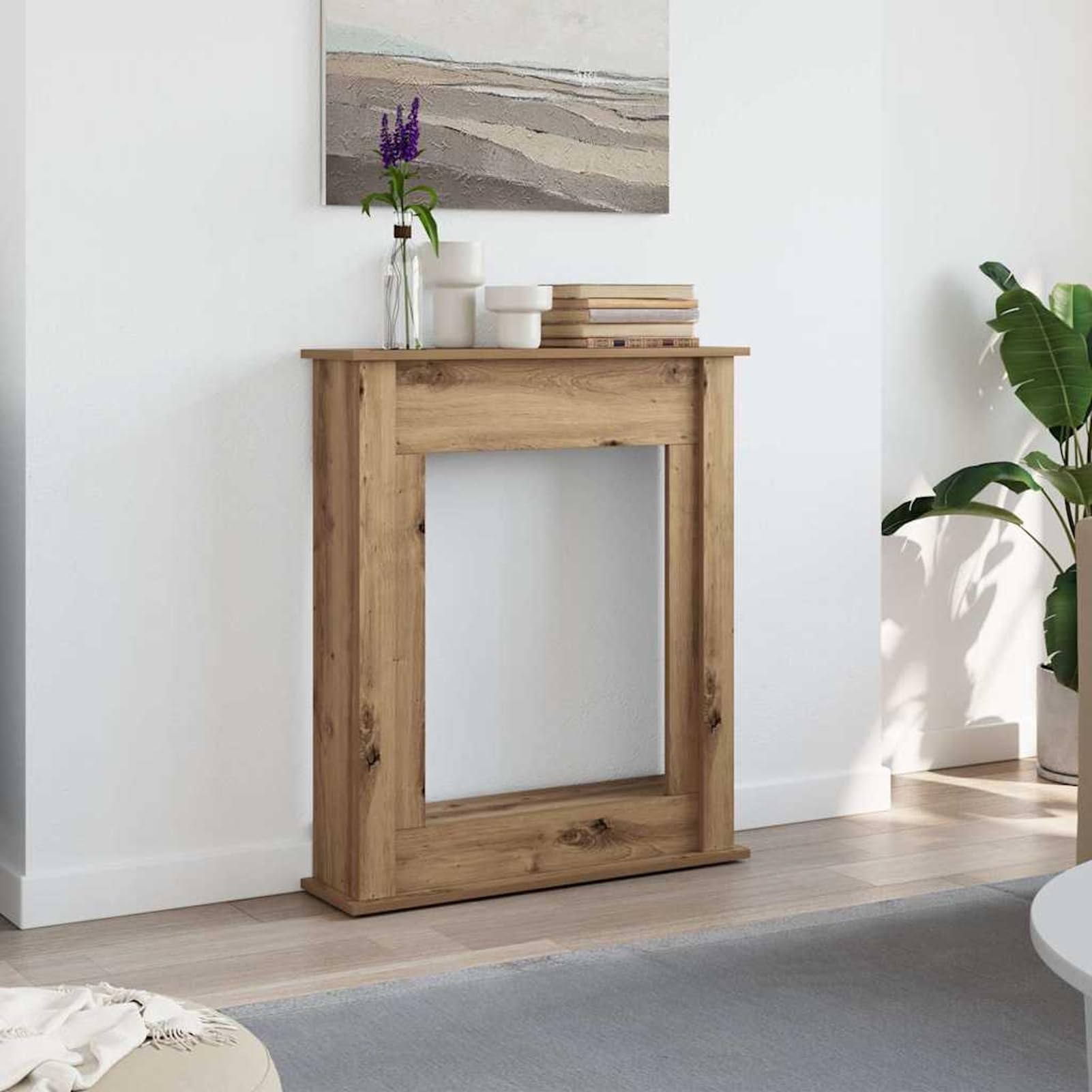 Kaminumrandung Artisan-Eiche 75x20x87,5 cm Holzwerkstoff Kaminzubeh?r Model854588