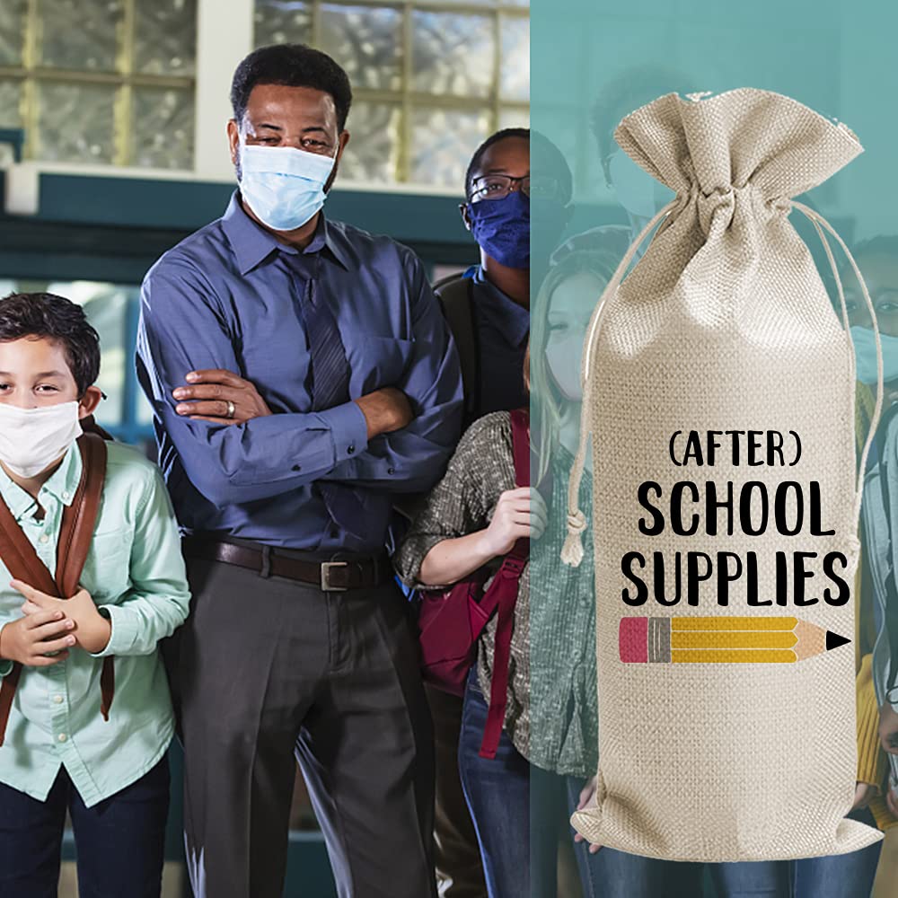 JioJio Chan Teacher's Day Gifts Wine Bags, Best Teacher Appreciation, Birthday Gifts for Women from Student, Burlap Drawstring Wine Bag