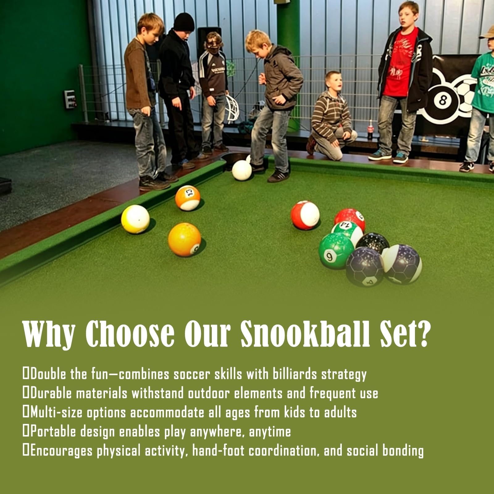 Zestaw piłek bilardowych Footpool, 16 szt., PU | Skóra PU, 16 sztuk, ogród/podwórko/impreza, piłka nożna/snooker/kopniak, na zewnątrz/wewnątrz, rodzinna zabawa