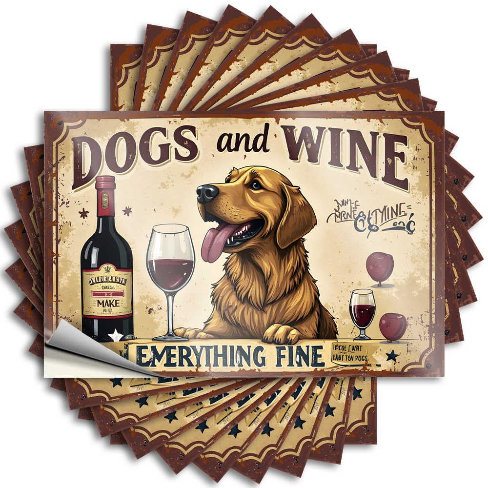 Core Saying Cover | Golden Retriever Enjoying Wine: A Classic Pairing for Relaxation High Gamers Sticker Pack(6X9CM)