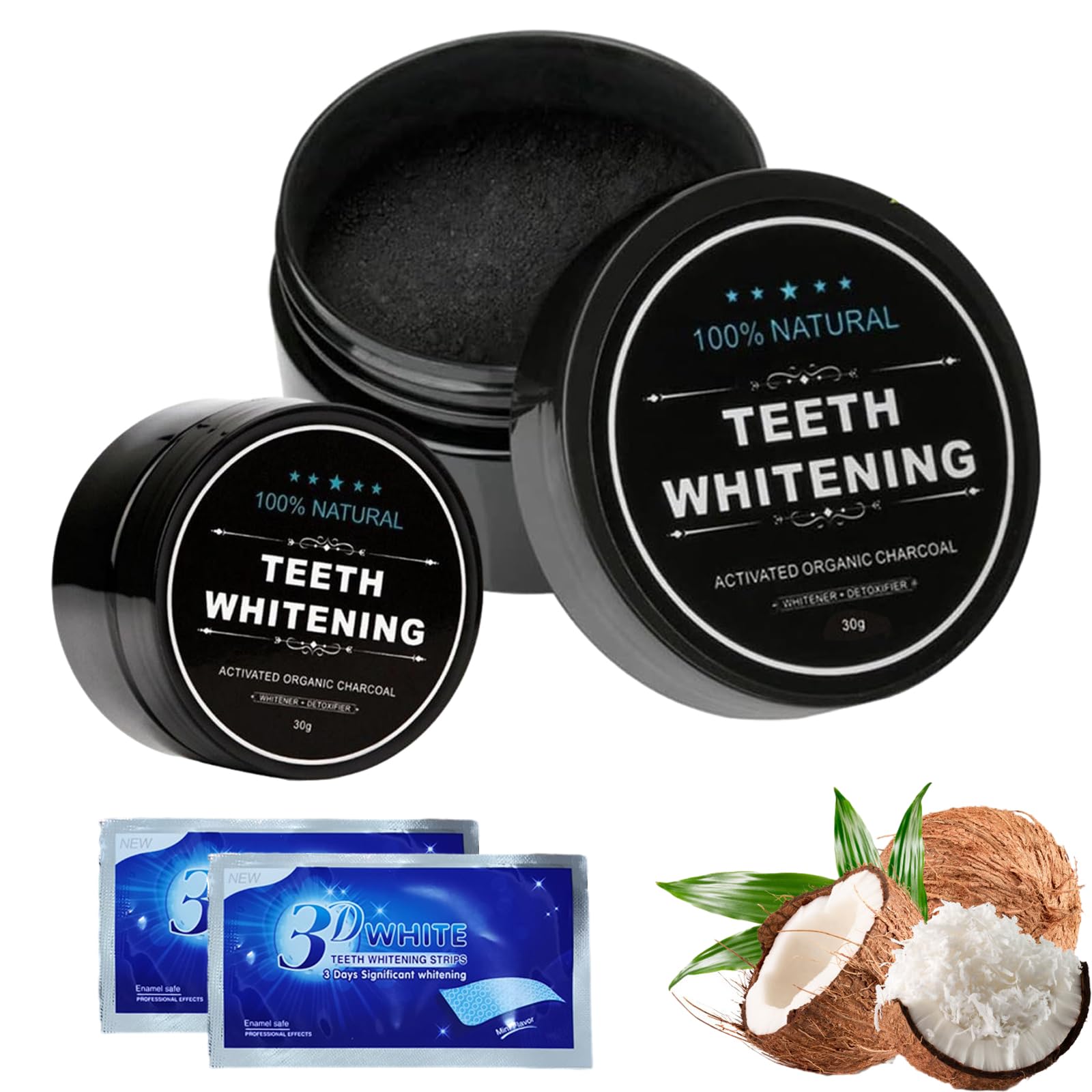 2 Pezzi Sbiancante Dentale Sbiancamento Dentale Polvere Sbiancante Denti Con Carbonio Attivato Gratuito 2 Pacchetti Di Strisce Sbiancanti Denti