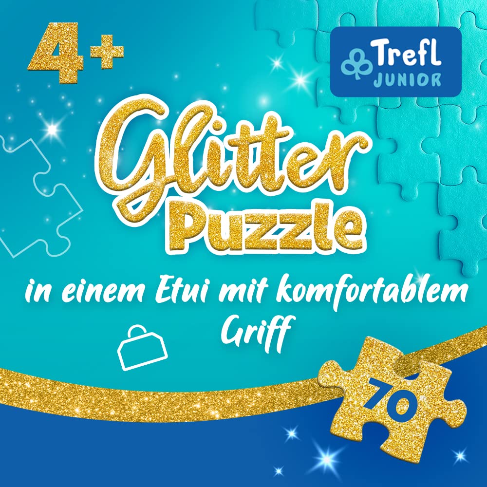 Trefl Trolls Band Together Glitzer-Puzzle – 100 Teile, Mit Glitzer, Für Kinder Ab 5 Jahren, 48x34 Cm