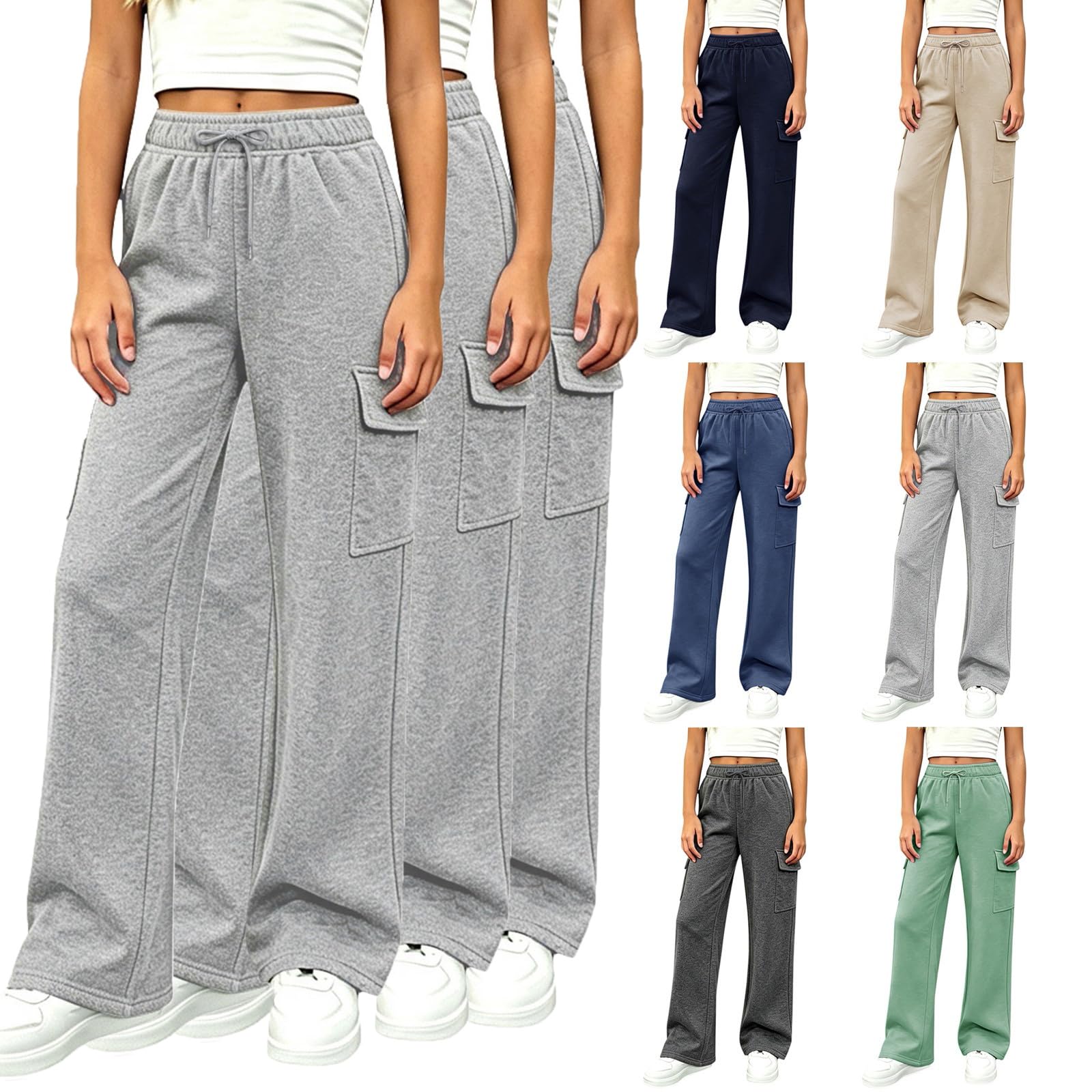 3er Pack Baggy Cargohose Kinder Hohe Taille Jogginghose Cargo Trainingshose