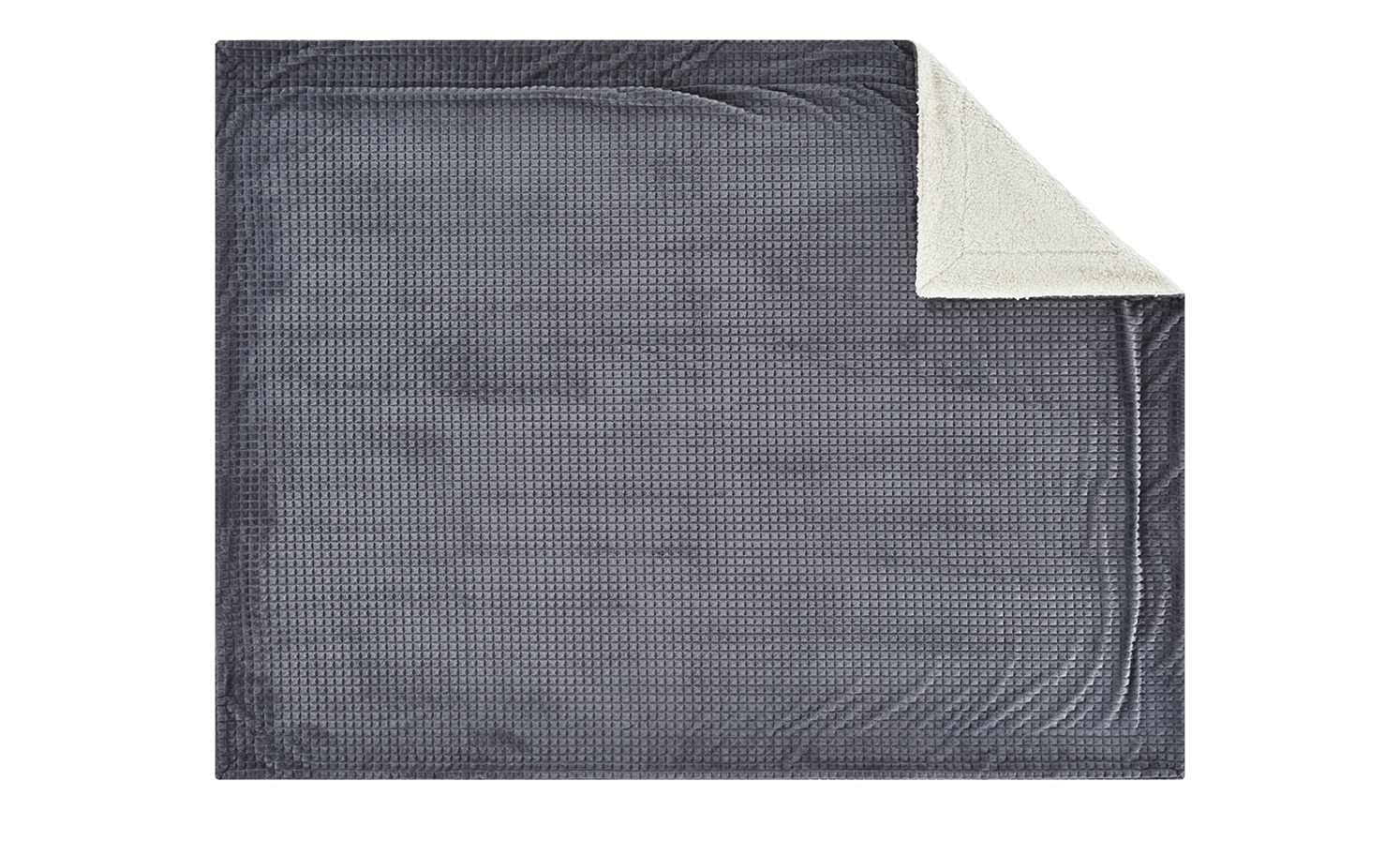 La Vida Kuschel-Decke Flanell Fleece in Anthrazit, 150 x 200 cm Wohndecke mit Sherpa Rückseite für Couch & Sofa, warm, weich & kuschelig, 100% Polyester, Öko-Tex Standard 100