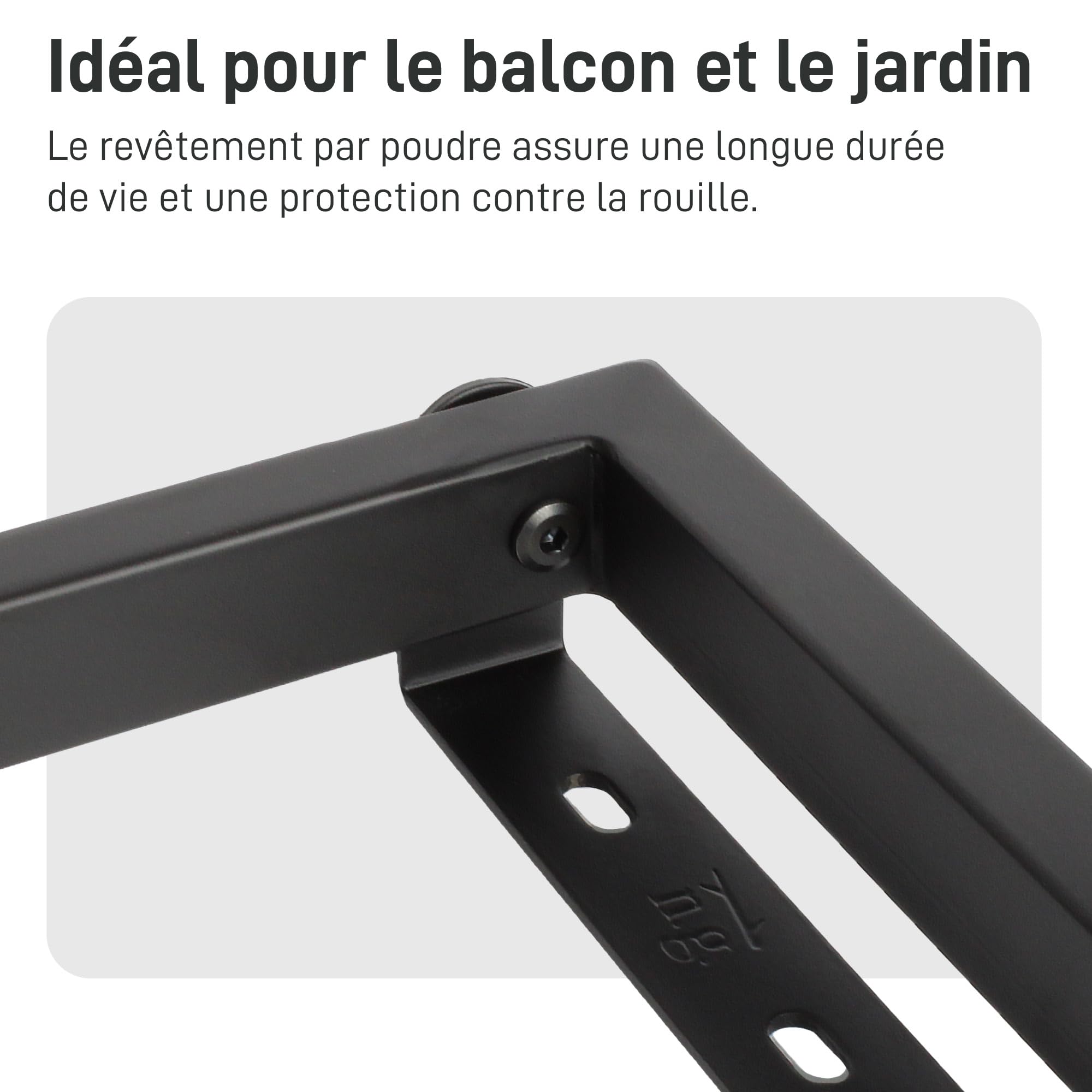 Natural Goods Berlin Lot de 2 bancs de jardin pliables (noir, 43 cm x 23 cm) – Pieds de banc en métal – Structure stable pour jardin, terrasse et camping