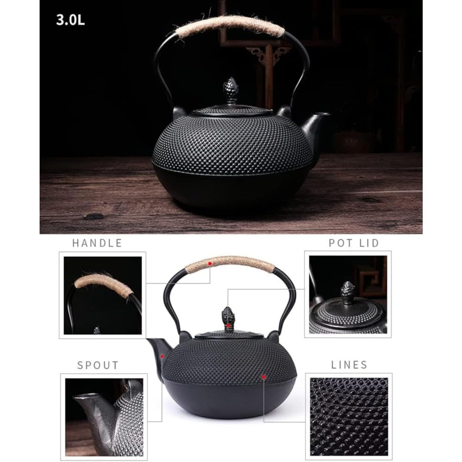 Amazon | [otoye] 南部鉄器 鉄瓶 IH対応 直火可 鉄瓶兼用急須 茶こし