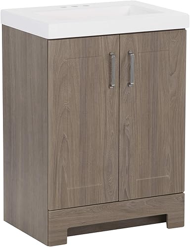 Miniatura 7 de Spring Mill Cabinets Callen - Vanidad de baño de 24 pulgadas con parte superior blanca de lavabo individual, armario de 2 puertas, 24.5 pulgadas de