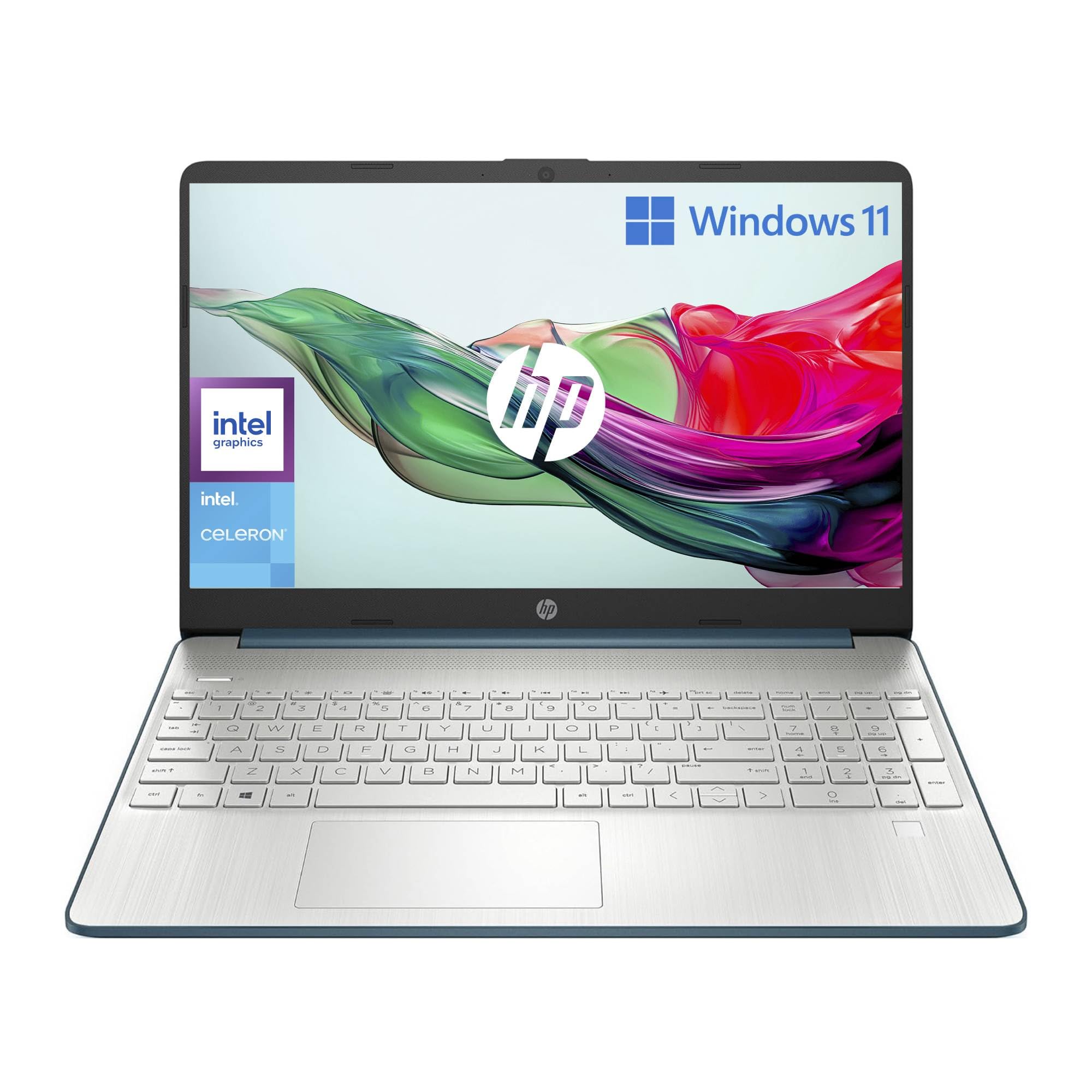 HP Laptop 15s-fq3004sl Notebook, Intel Celeron N4500, RAM 8 GB, SSD 128 GB, Grafica Intel UHD, Schermo 15.6” FHD SVA Ultraslim, Antiriflesso, Webcam HD, Lettore Micro SD/SD, Windows 11 S, Azzurro