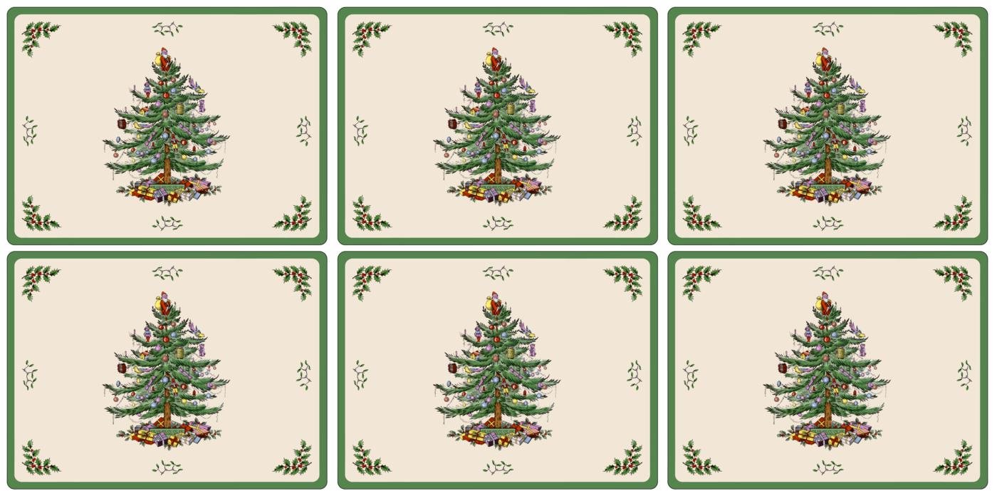 Spode Set of 6 Christmas Tree Placemats by Pimpernel Festive Tableware Decor
