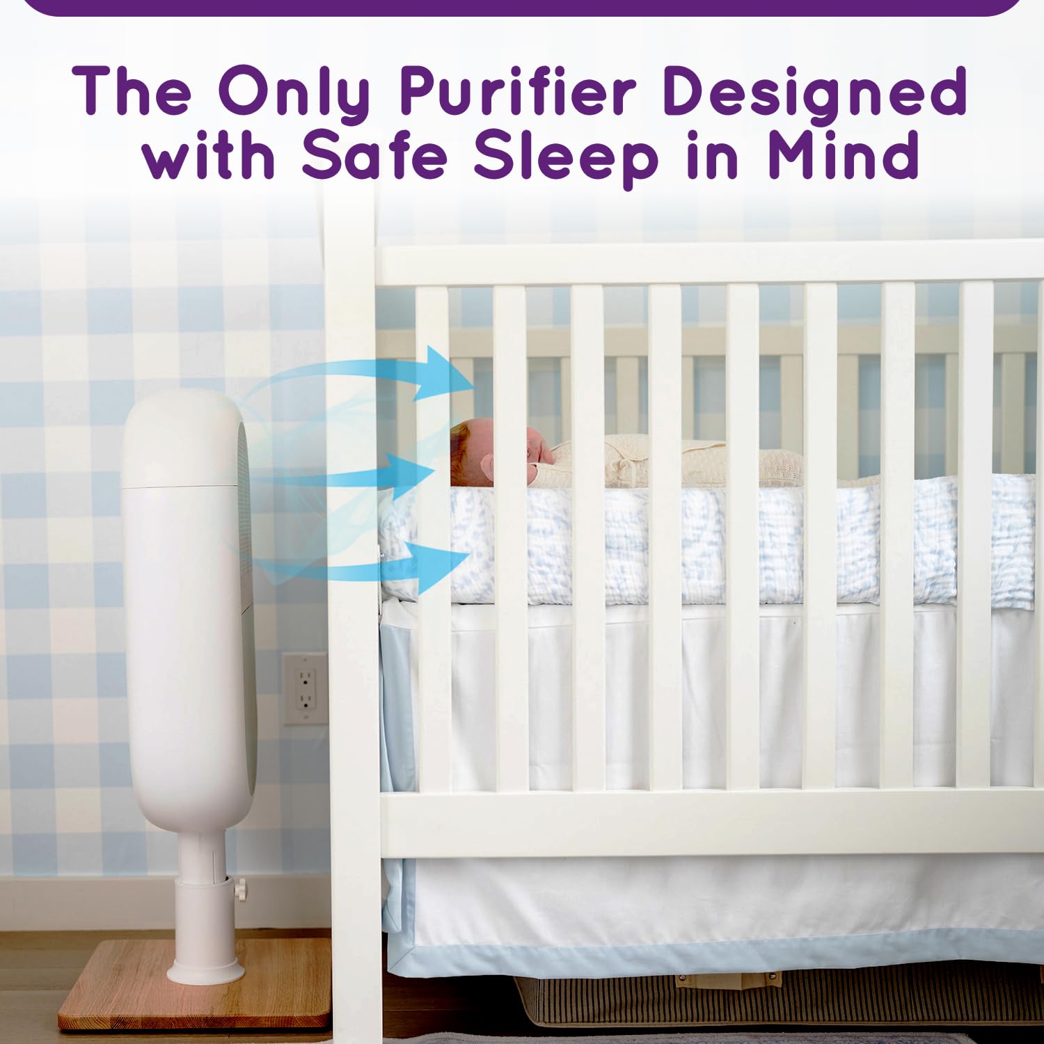 Purificatore d'aria per bambini | Design proprietario per il sonno sicuro | Filtrazione HEPA di grado medico | Qualità dell'aria e sensori di temperatura accurati al laser | Funzioni