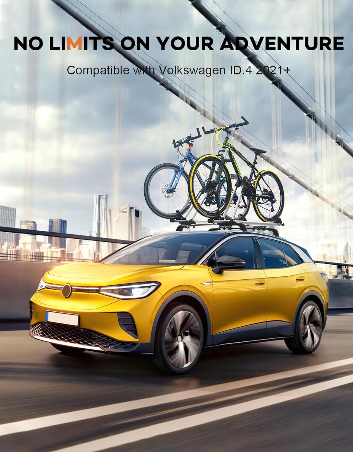 Wonderdriver Roof Rack Cross Bars 300lbs Compatible with Volkswagen VW ID4 ID.4 2021-2026, Lockable Heavy Duty Aluminum Roof Rails Crossbars Cargo Canoe Black Rooftop Cargo Carrier.