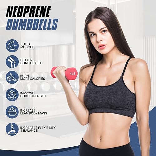 Miniatura 7 de MADOG - Juego de mancuernas hexagonales con revestimiento de neopreno antideslizante para equipo de gimnasio en casa, entrenamiento de fuerza