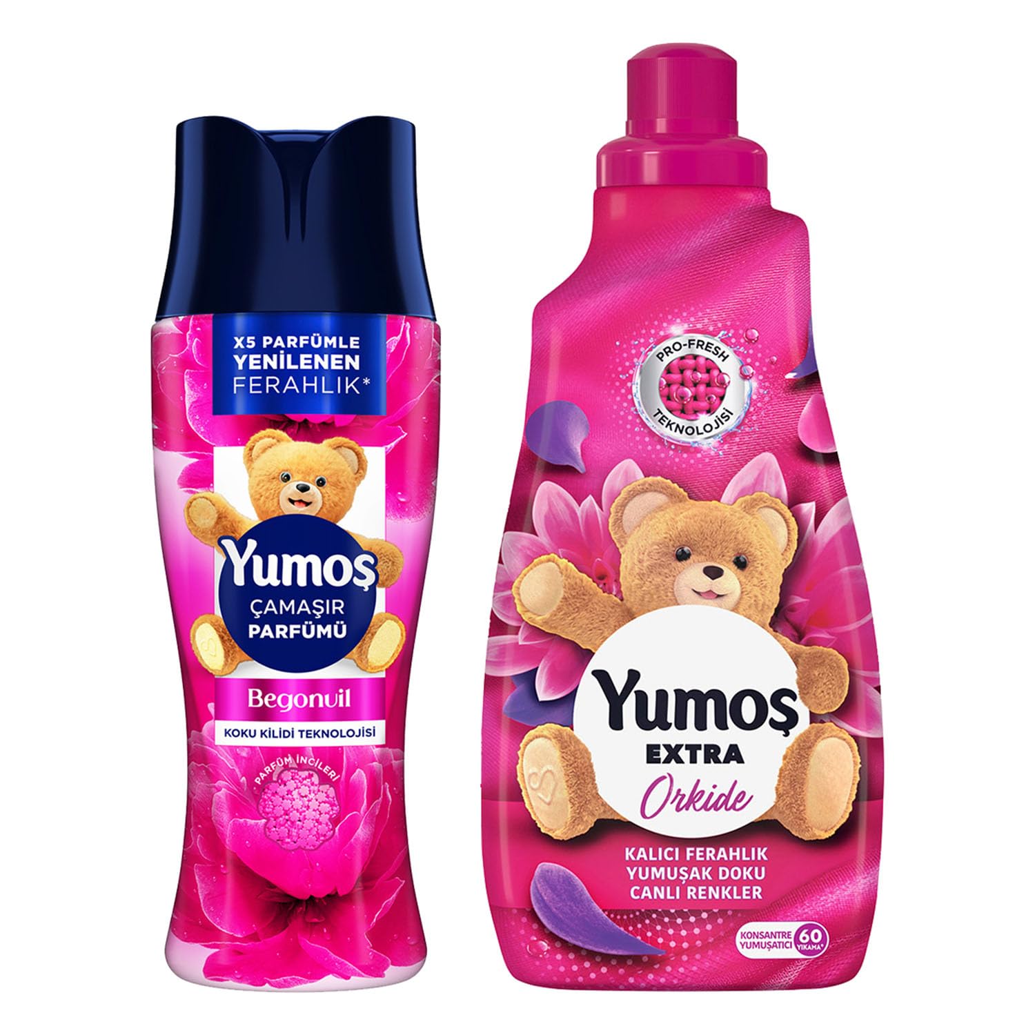 Yumoş Çamaşır Parfümü Begonvil 200 g + Yumoş Extra Konsantre Çamaşır Orkide 1440 ml