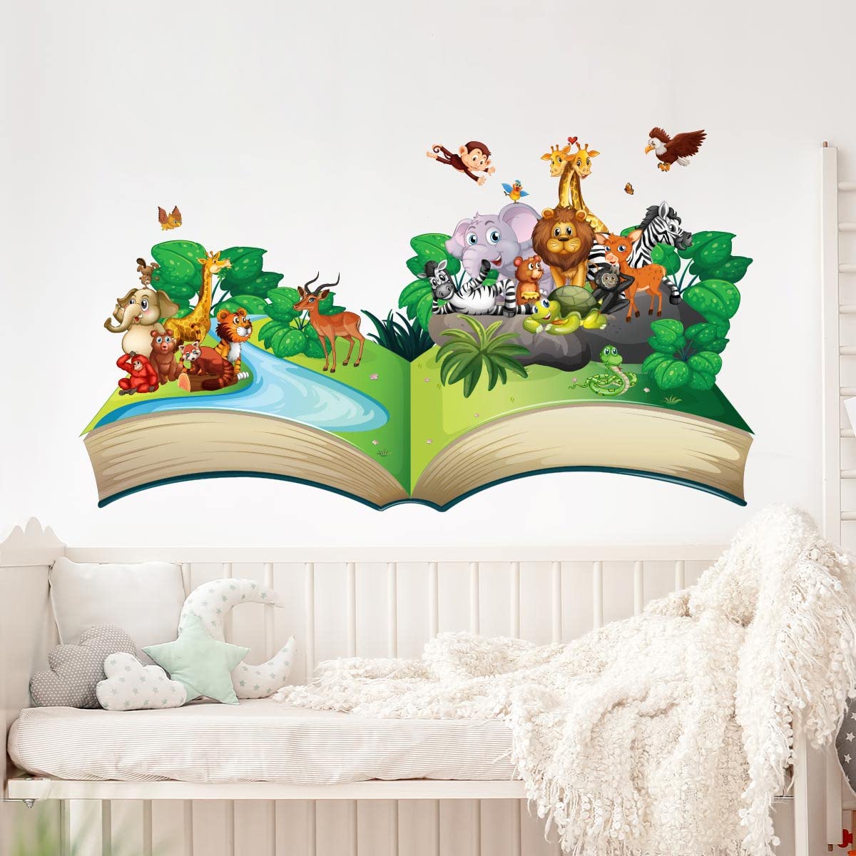Children's Wall Stickers - Baby Room Decoration - Children's Bedroom Wall Sticker - Animal Wonder Book - Height 50 x Length 90 cm - Image 2