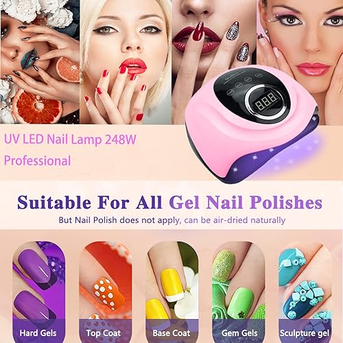 Miniatura 6 de Lámpara de uñas LED UV de 248 W luz UV para uñas secadora de uñas profesional para esmalte de gel lámpara UV para uñas de gel con 60 cuentas de