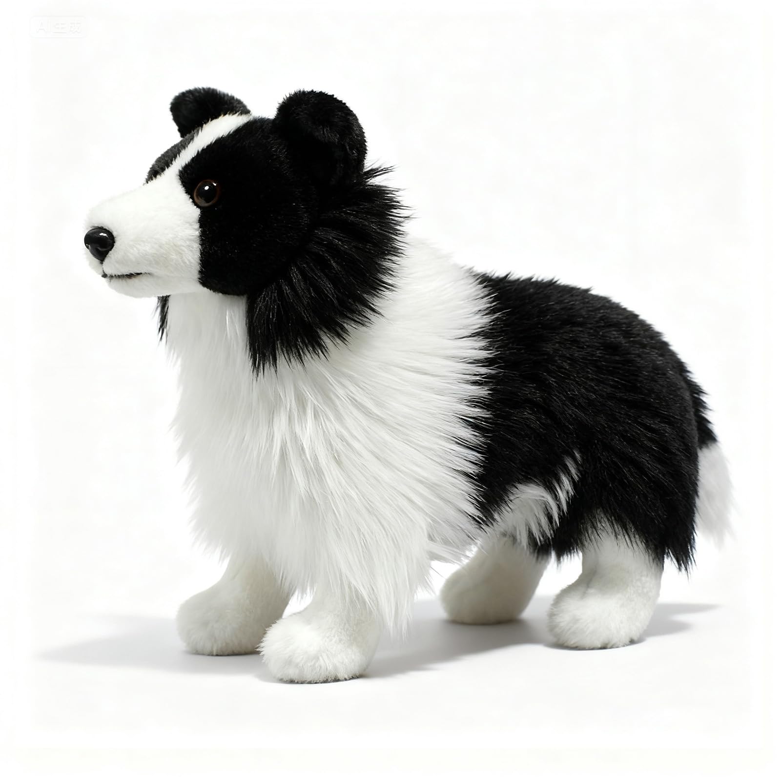PuffPurrs Lifelike Border Collie Plush Toy, Realistic Black and White Sheepdog Teddy Stuffed Animal