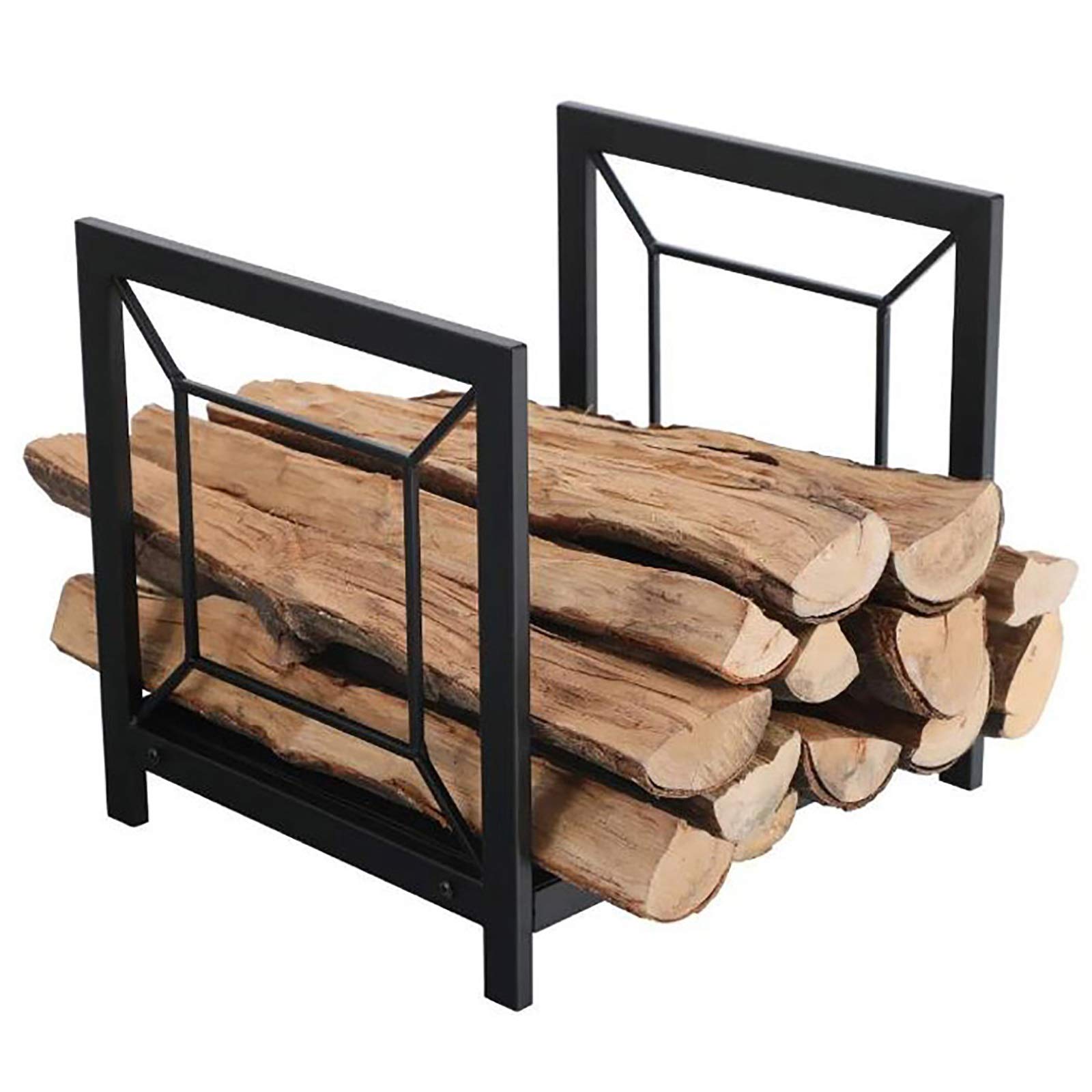 Petit support à bûches design minimaliste en acier robuste de 16 pouces