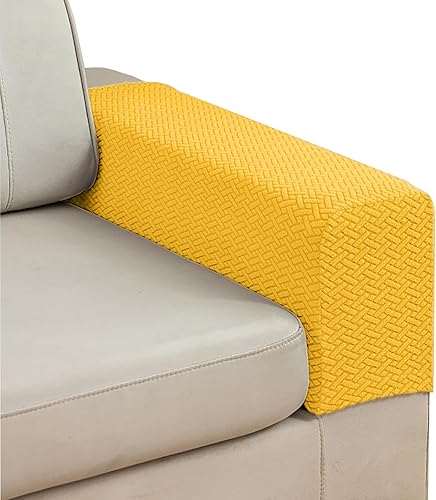 Miniatura 14 de Juego de 2 fundas elásticas de poliéster para reposabrazos de sofá reclinable, fundas protectoras con pasadores giratorios (gris, M)