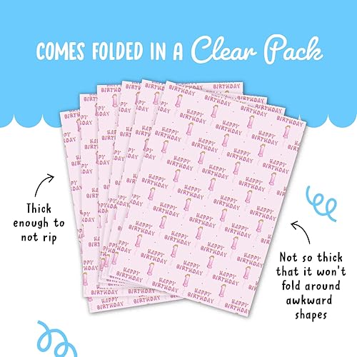 Miniatura 4 de CENTRAL 23 Papel de regalo para primer cumpleaños 6 hojas de papel de regalo rosa 8 años papel de regalo para niñas y niñas viene con calcomanías